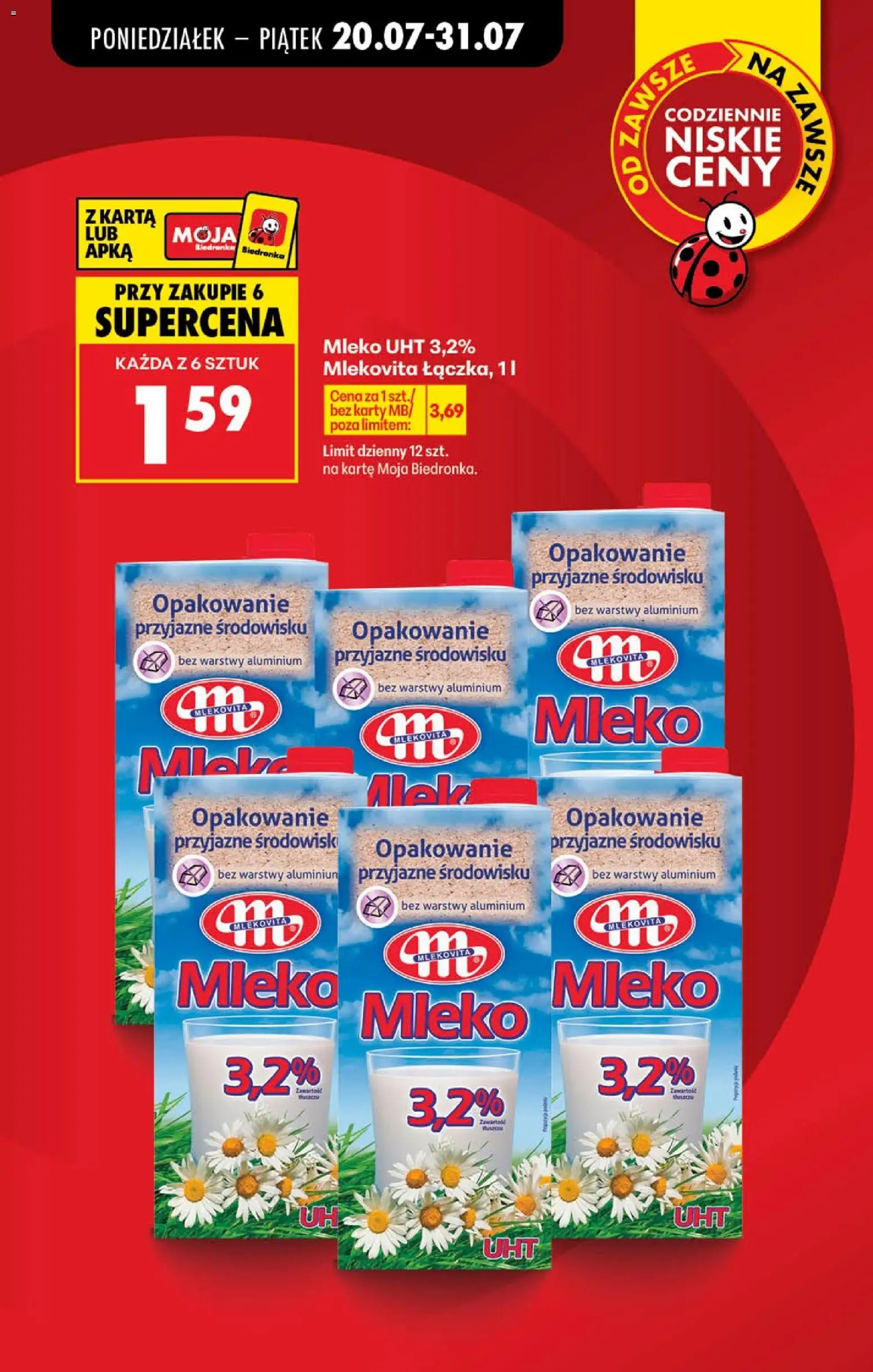 Biedronka gazetka od poniedziałku od 20.07.2026 | Strona: 6 | Produkty: Karta, Mleko