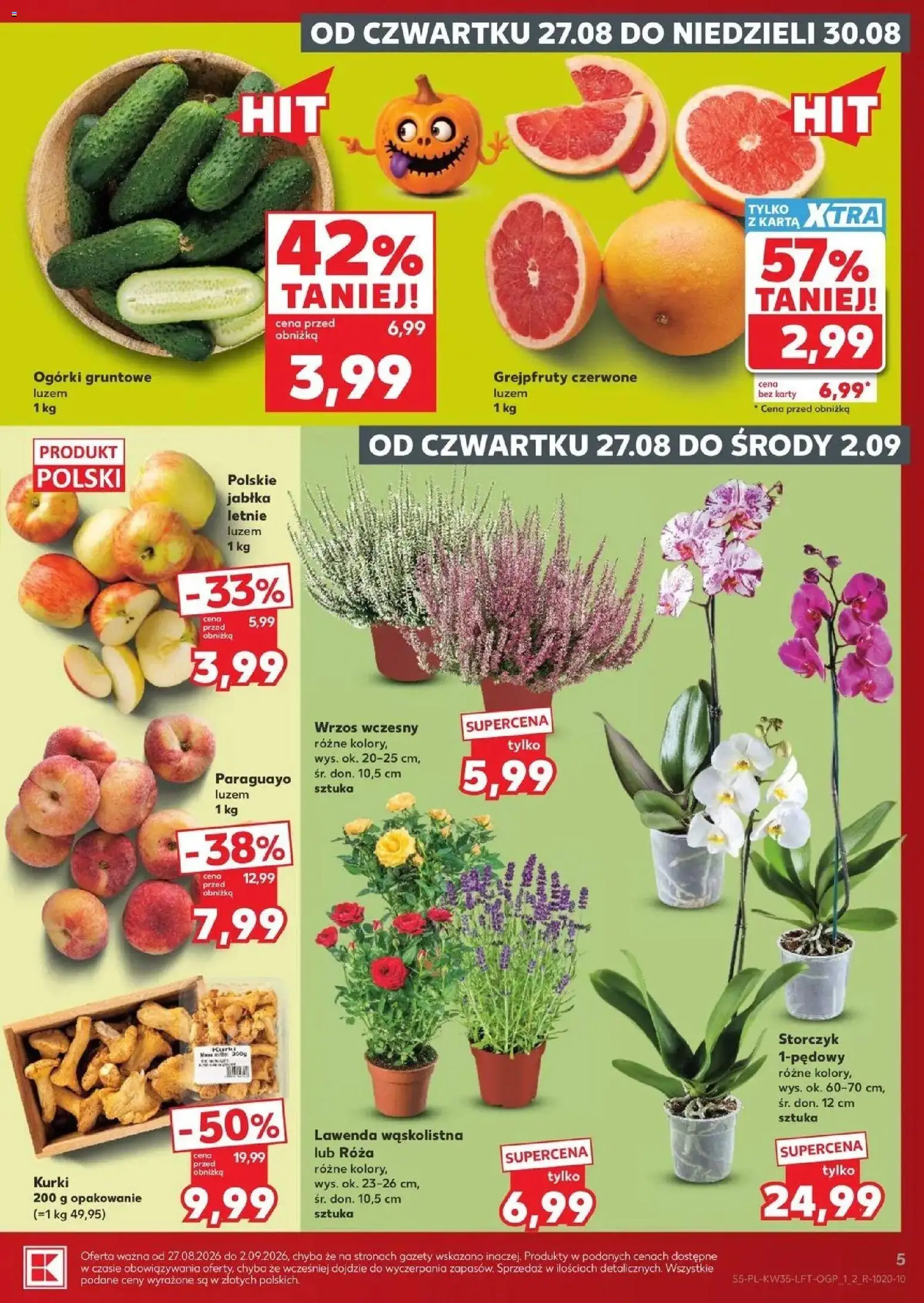 Kaufland gazetka od 27.08.2026 - od jutra PDF | Strona: 5 | Produkty: Kurki, Jabłka, Storczyk, Lawenda