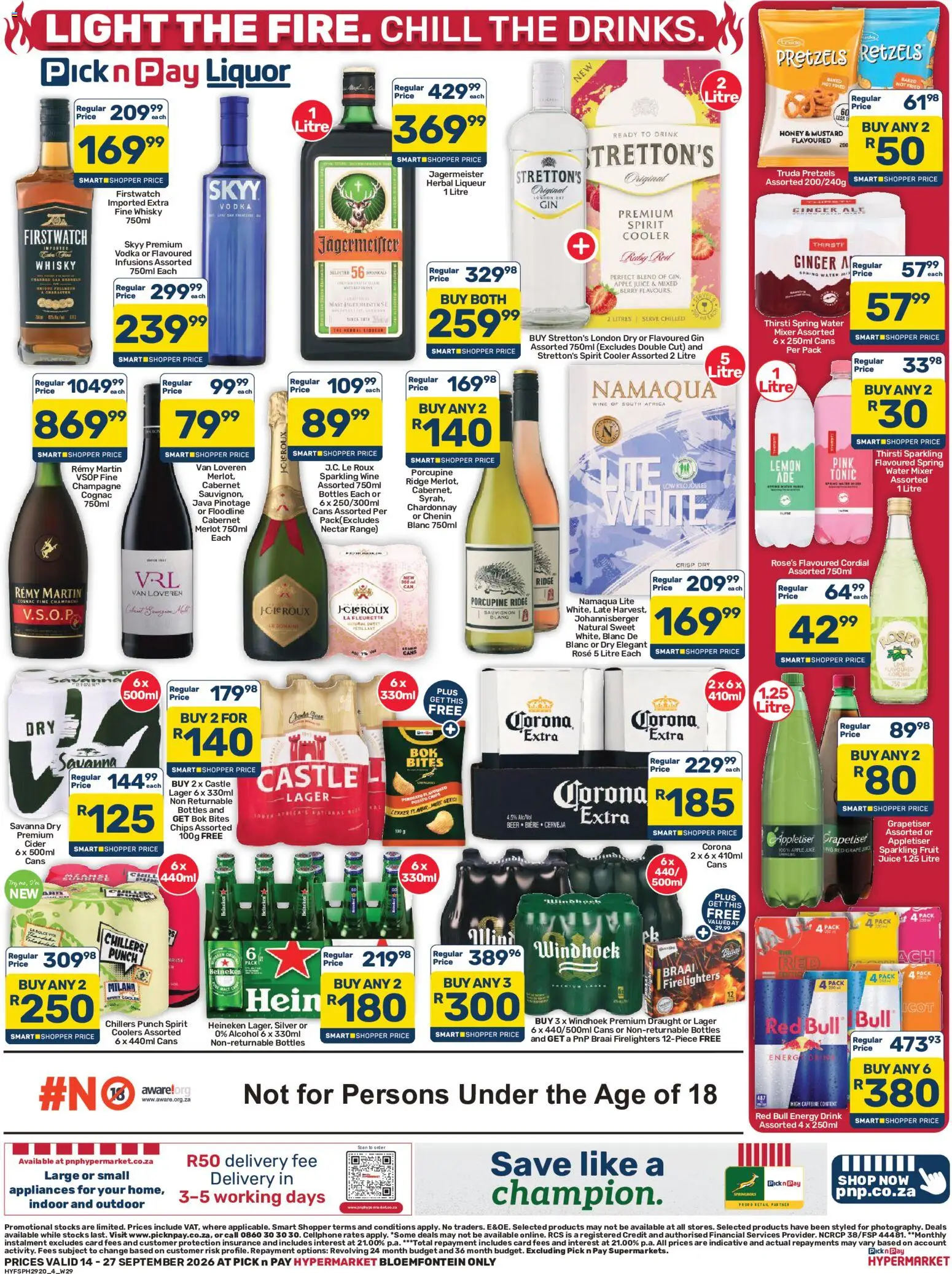 New Pick n Pay catalogue – valid from 14/09/2026 | Page: 4 | Products: Jägermeister, Cooler, Mustard, Chips