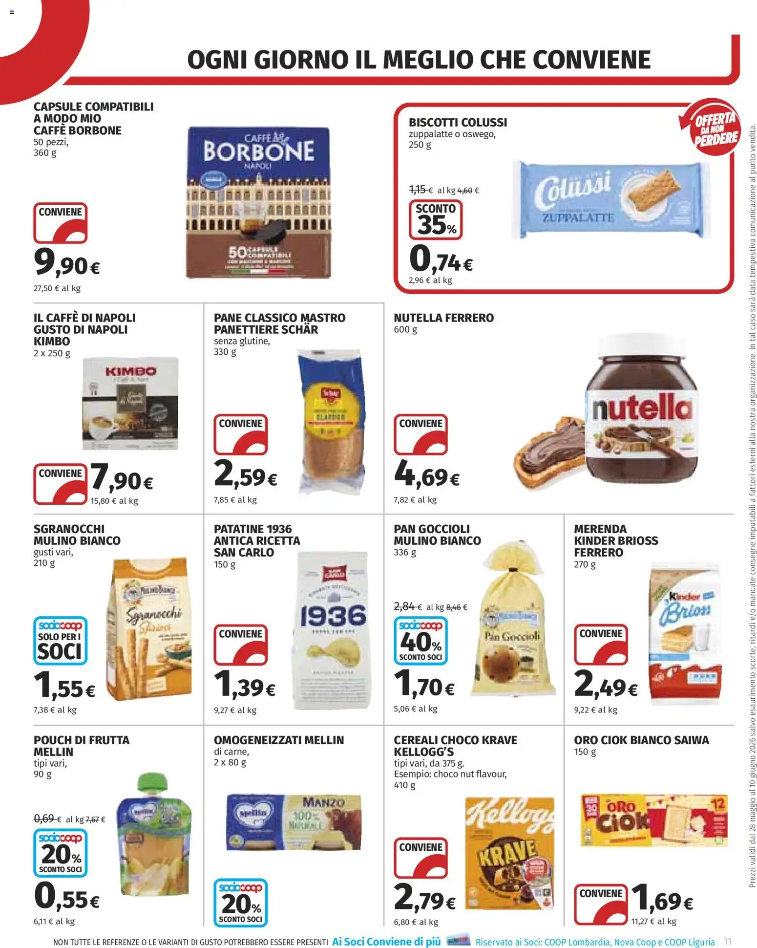 Volantino COOP del 28.05.2026 | Pagina: 11 | Prodotti: Pane, Caffè, Frutta, Data