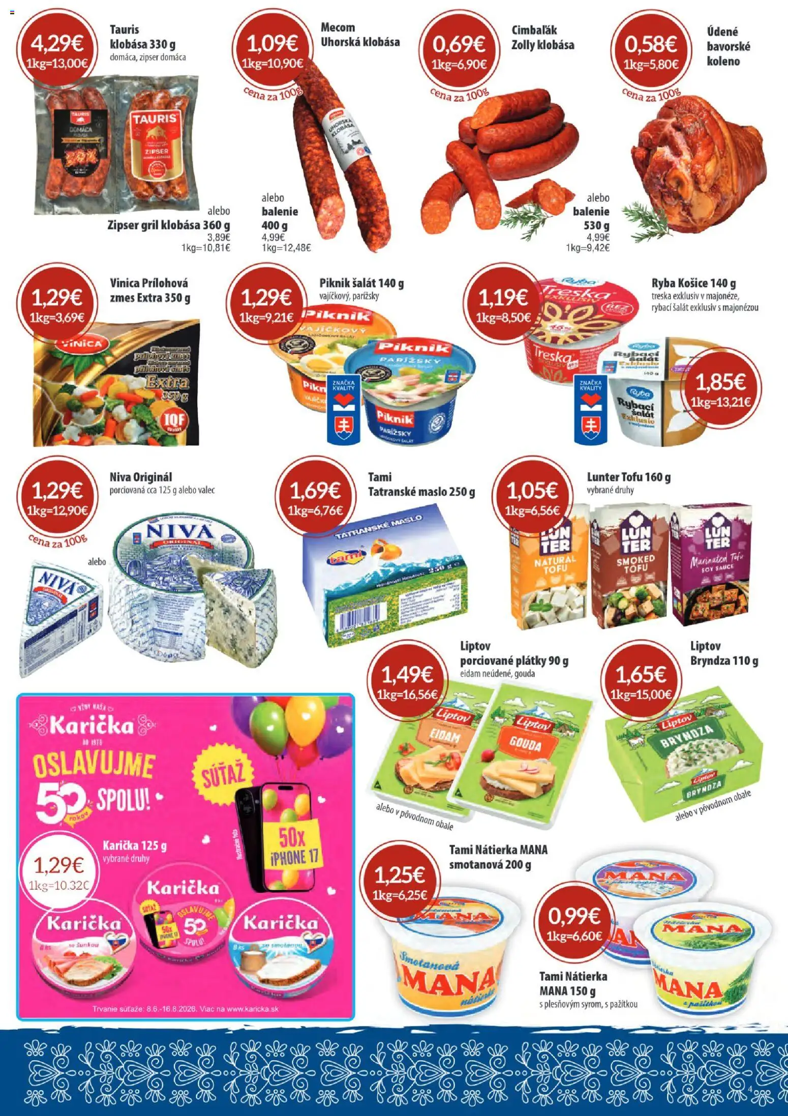 Nové Sintra akcie – leták je platný od 04.06.2026 | Strana: 4 | Produkty: Gril, Iphone, Tatranské maslo, Treska