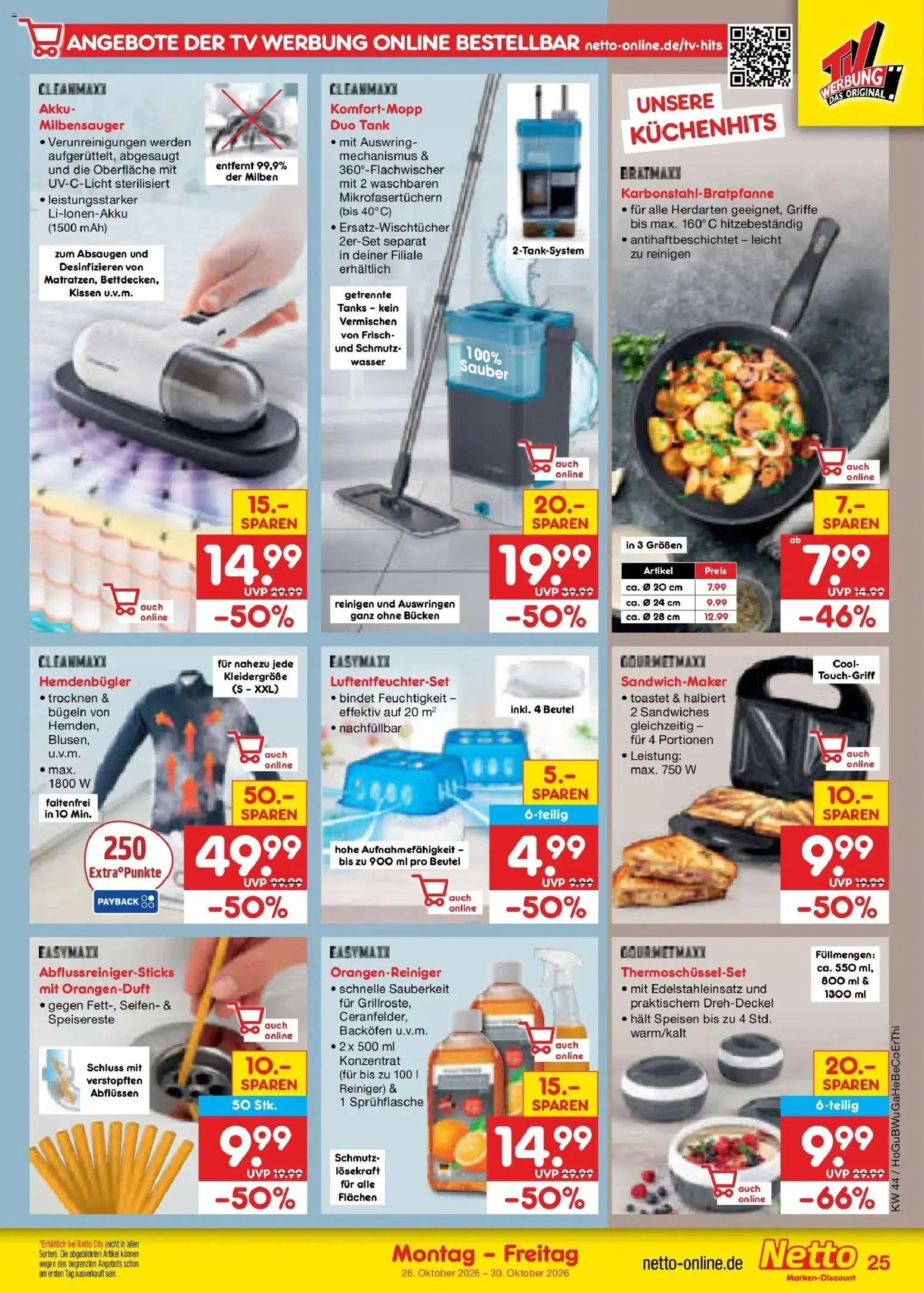Netto Marken-Discount Prospekt Naumburg – gültig ab 26.10.2026 | Seite: 39 | Produkte: Sandwichmaker, Kissen, Backofen, TV