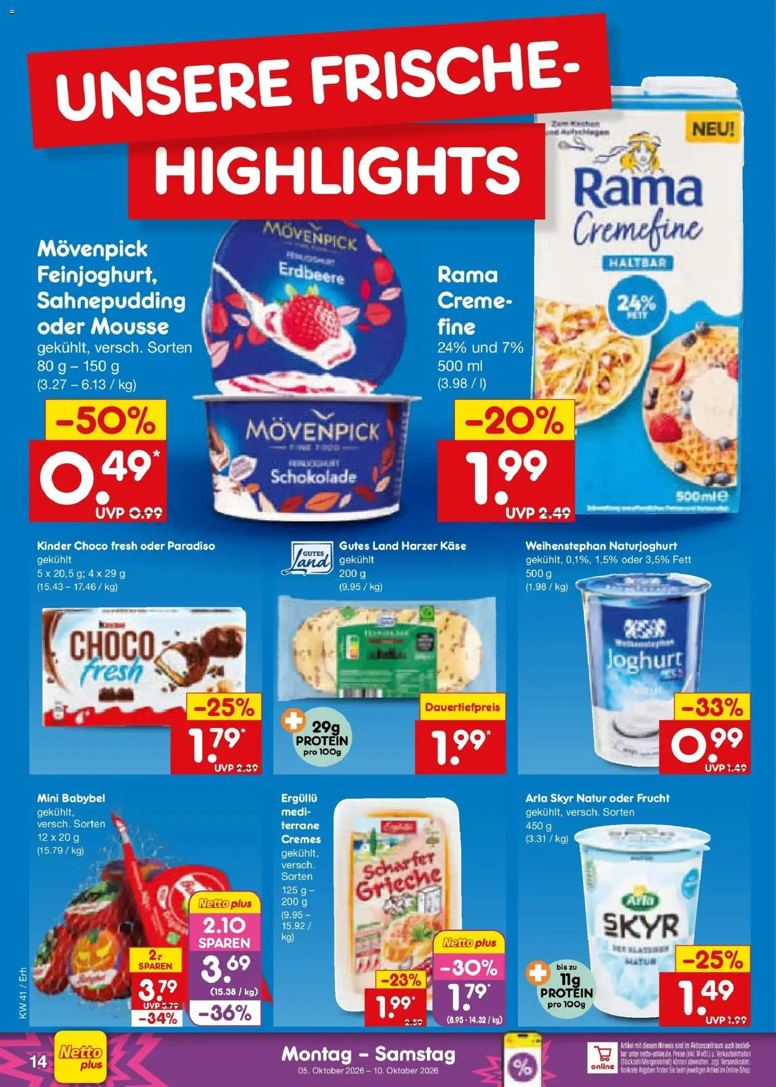 Netto Marken-Discount Prospekt München (ab 05.10.2026) » Angebote | Seite: 14 | Produkte: Käse, Joghurt, Creme, Skyr