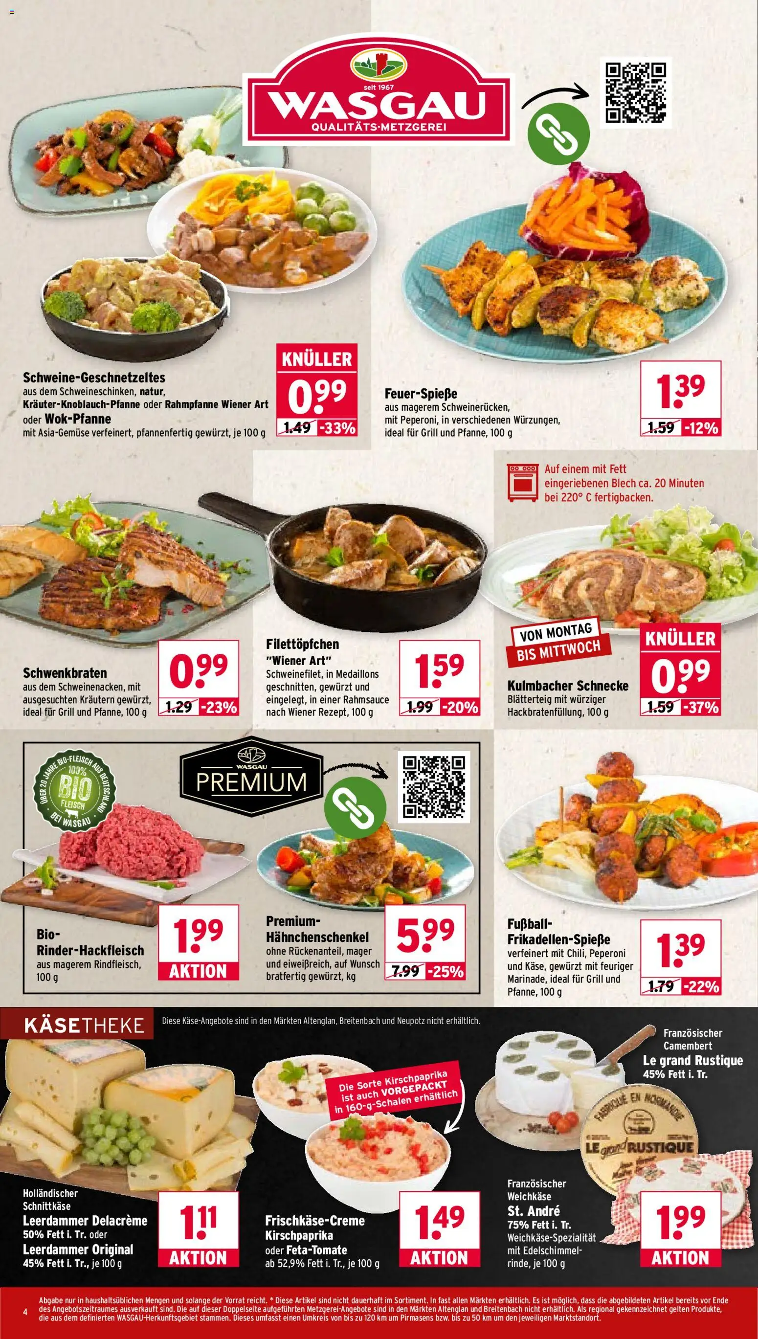 Wasgau Prospekt – gültig ab 12.10.2026 | Seite: 4 | Produkte: Grill, Hahnchenschenkel, Leerdammer, Fußball