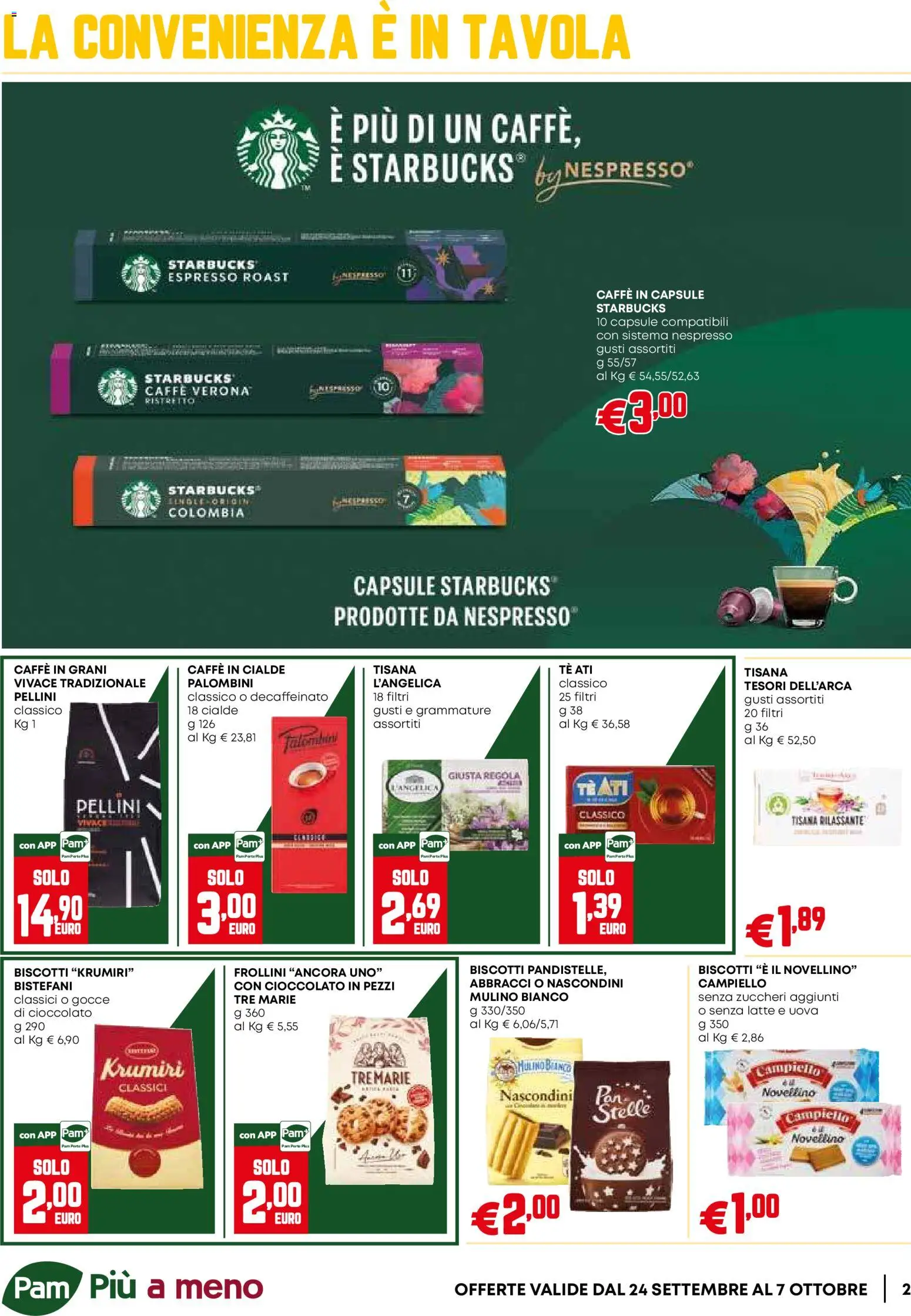 Volantino PAM del 24/09/2026 | Pagina: 2 | Prodotti: Caffè, Caffe in capsule, Caffè in grani, Frollini