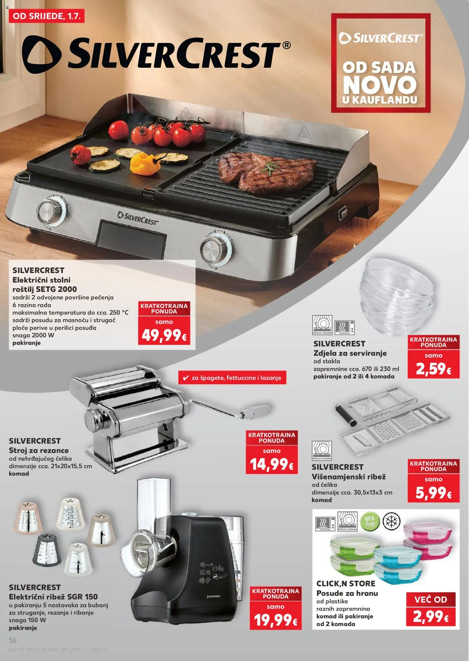 Kaufland katalog | vrijedi od 01.07.2026 | Stranica: 16 | Proizvodi: Roštilj, Ribež, Pasta, Zdjela