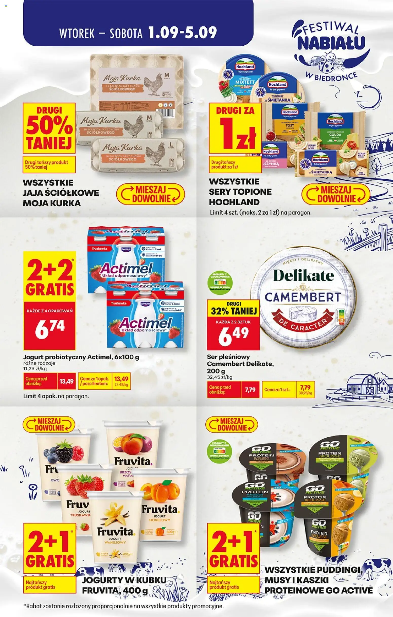 Biedronka gazetka - Festiwal nabiału od 04.09.2026 | Strona: 4 | Produkty: Protein pudding, Camembert, Actimel, Ser