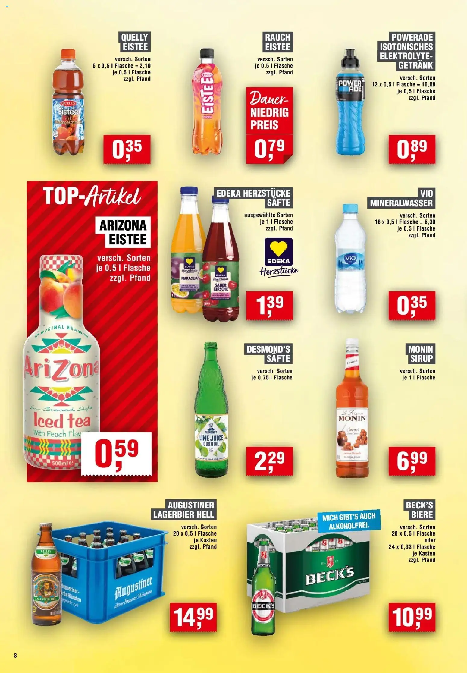Edeka Prospekt Villingen-Schwenningen – gültig ab 20.08.2026 | Seite: 8 | Produkte: Sirup, Mineralwasser, Powerade