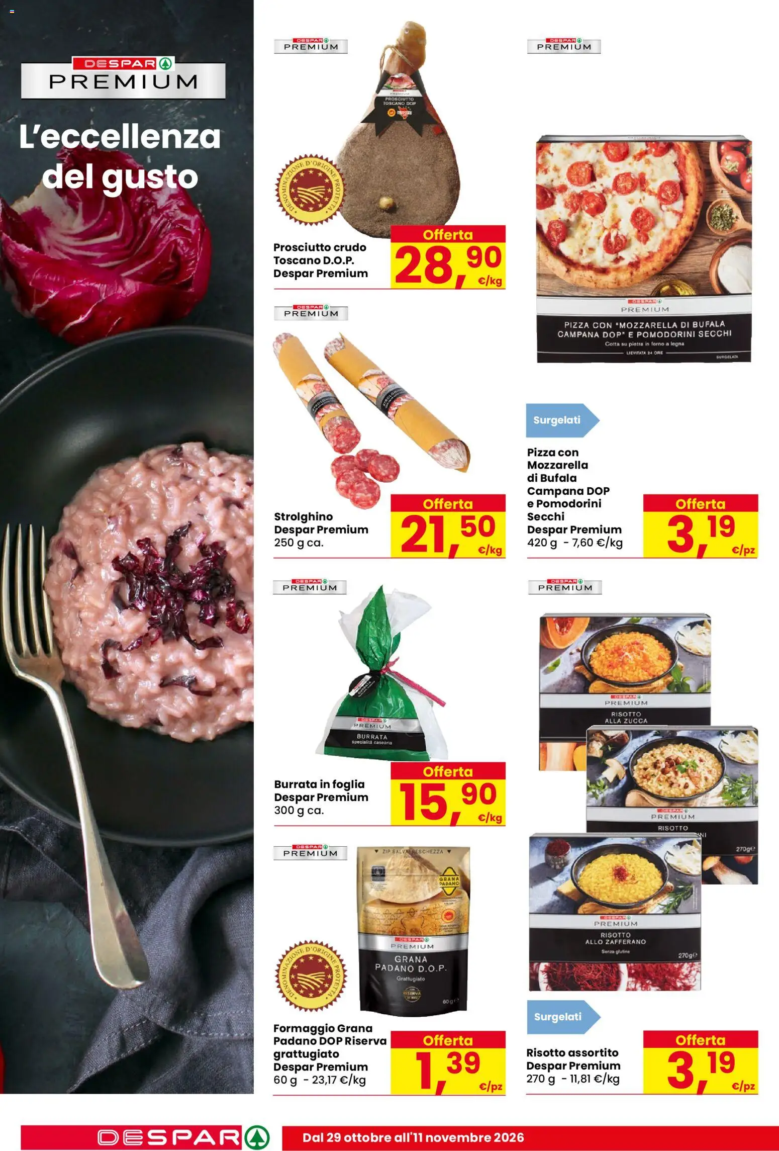 Volantino Despar del 29/10/2026 | Pagina: 6 | Prodotti: Mozzarella di bufala, Grana Padano, Forno, Specialità