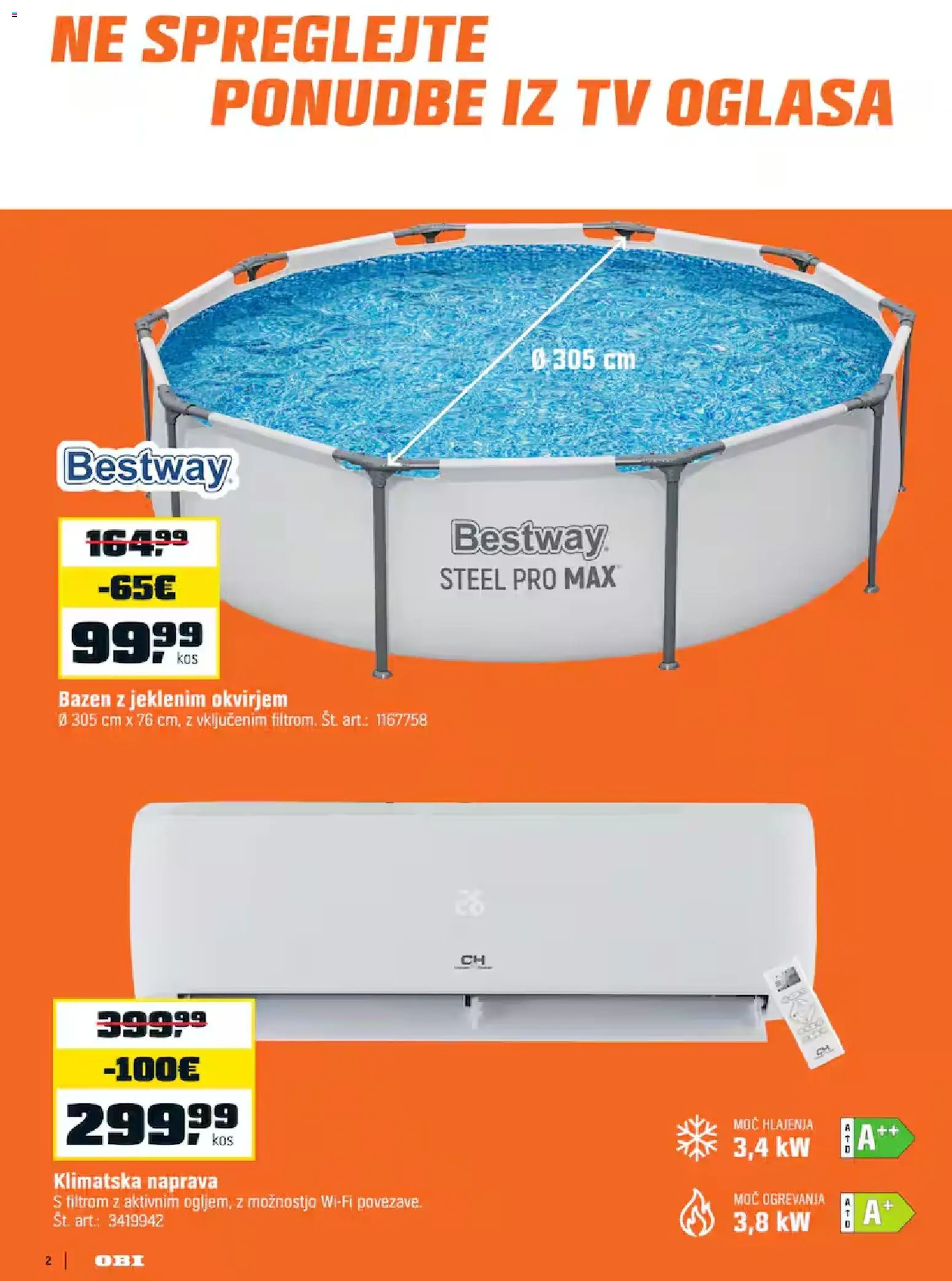 Novi OBI katalog ponudbe – veljaven od 02.06.2026 | Stran: 2 | Izdelki: Bazen, Tv, Klimatska naprava