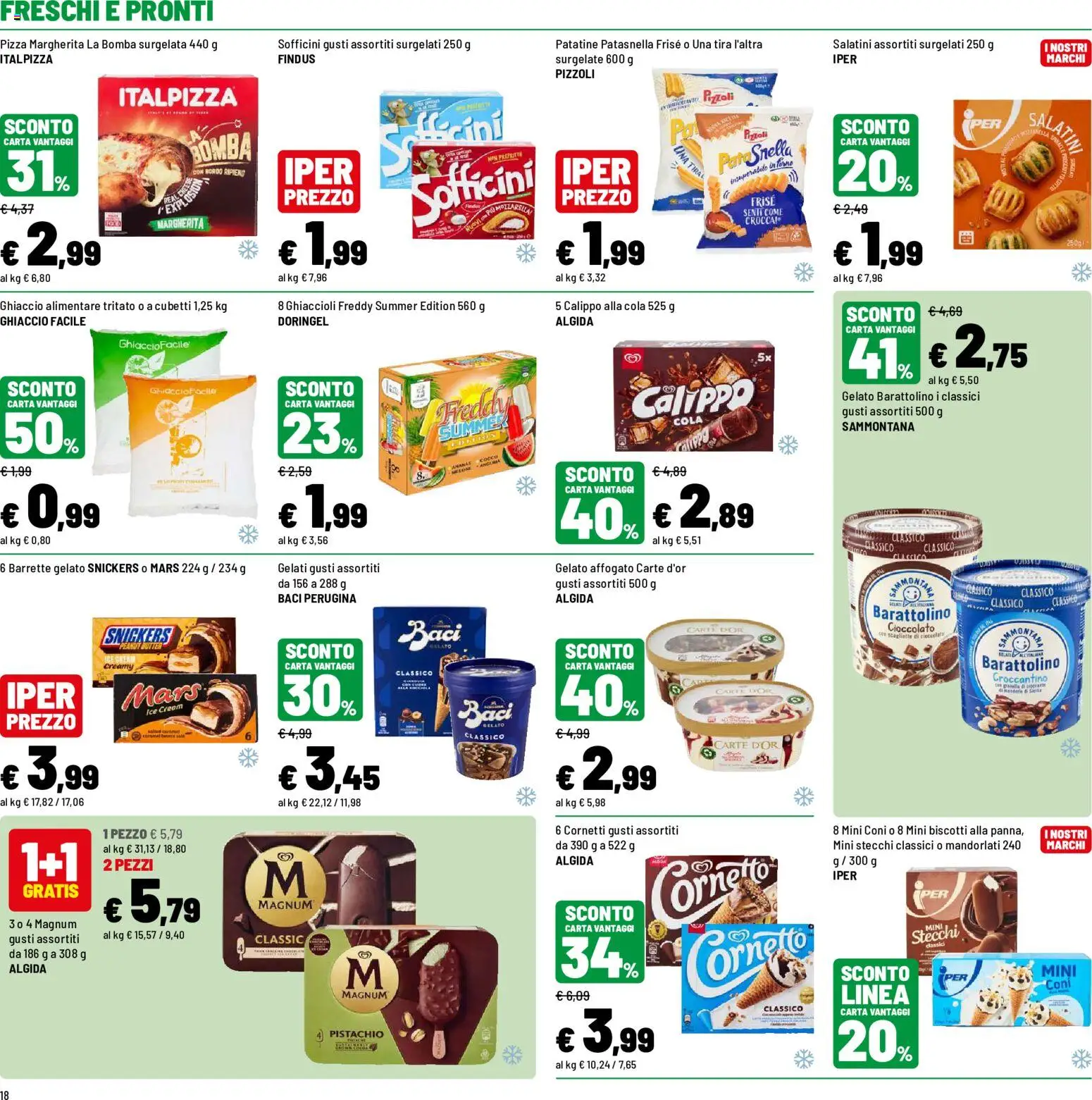 Volantino Iper del 19/08/2026 | Pagina: 18 | Prodotti: Pizza, Gelato, Cocco, Ghiaccio