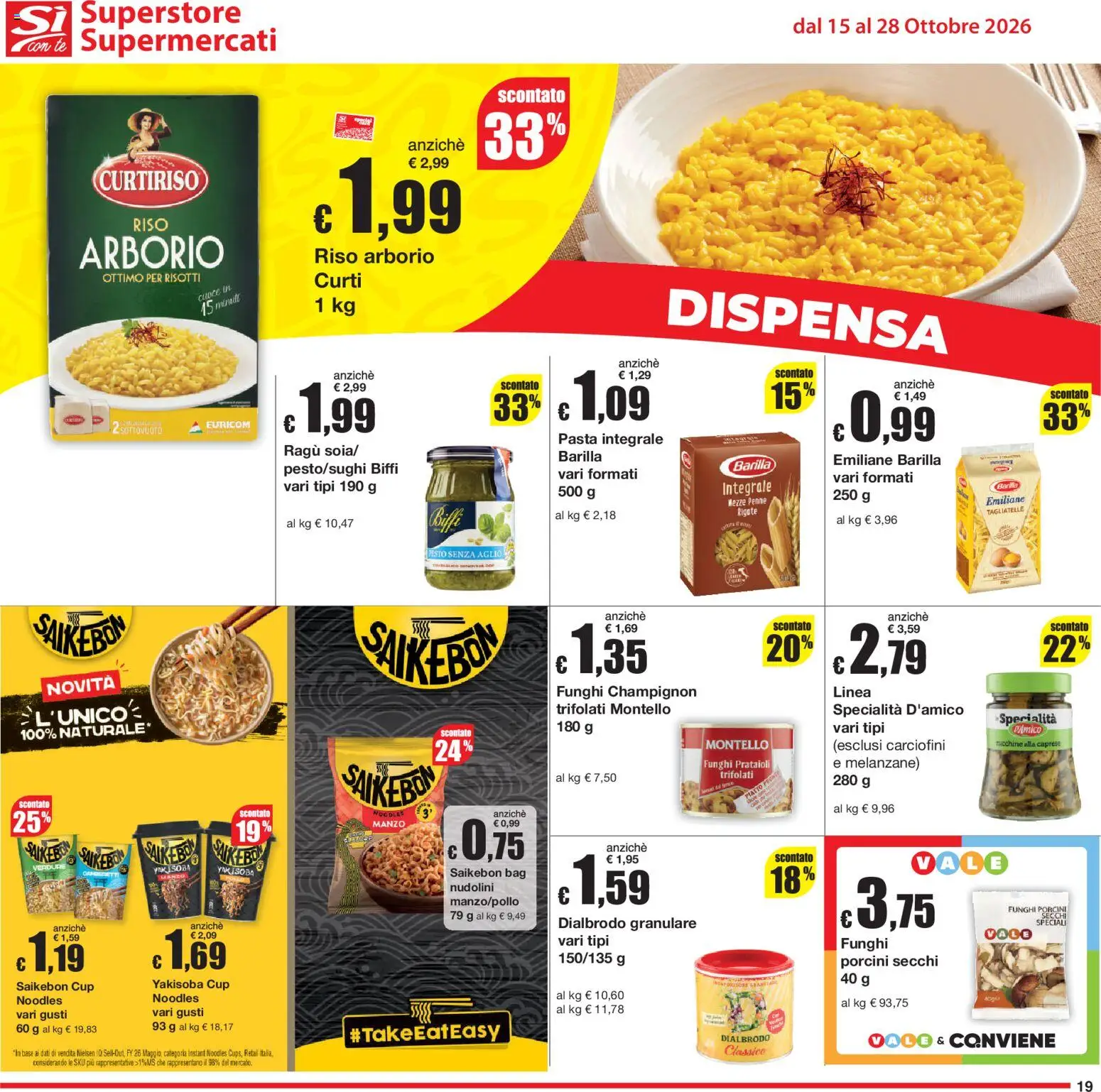 Volantino Sì con Te del 15/10/2026 | Pagina: 19 | Prodotti: Riso, Tagliatelle, Funghi, Specialità