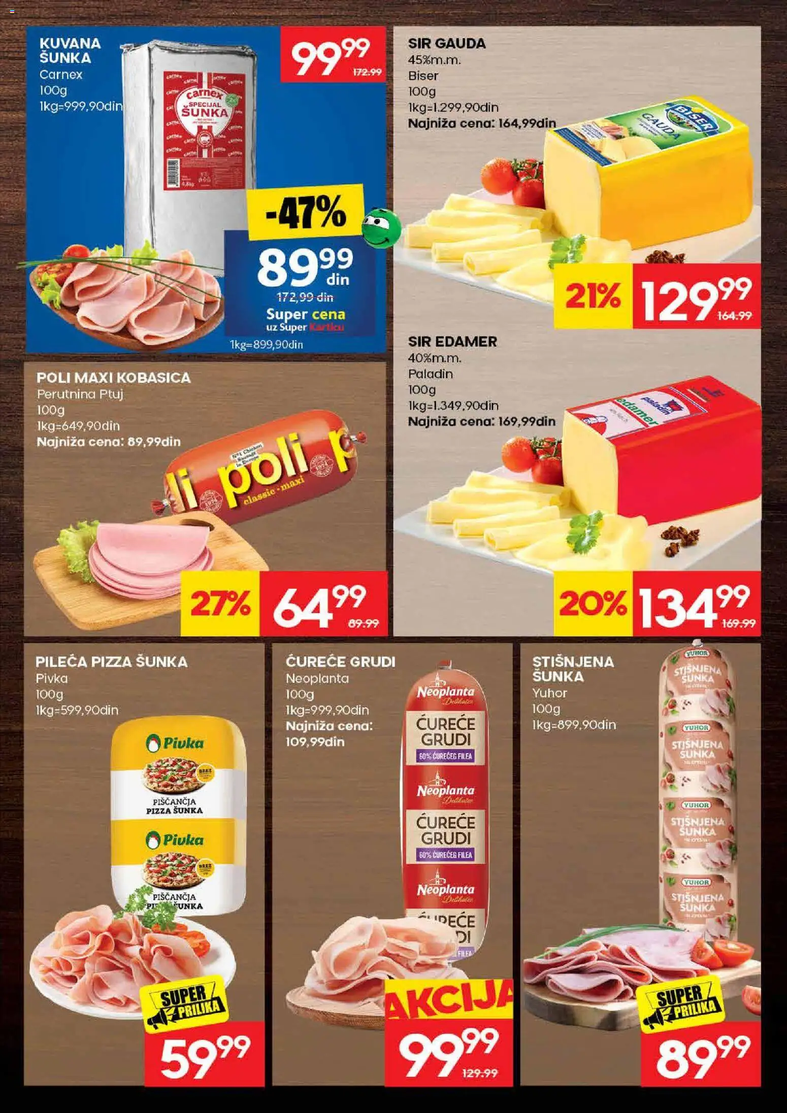 Mercator katalog - važi od 25.06.2026 | Strana: 7 | Proizvode: Edamer, Perutnina Ptuj, Pizza šunka, Kobasica
