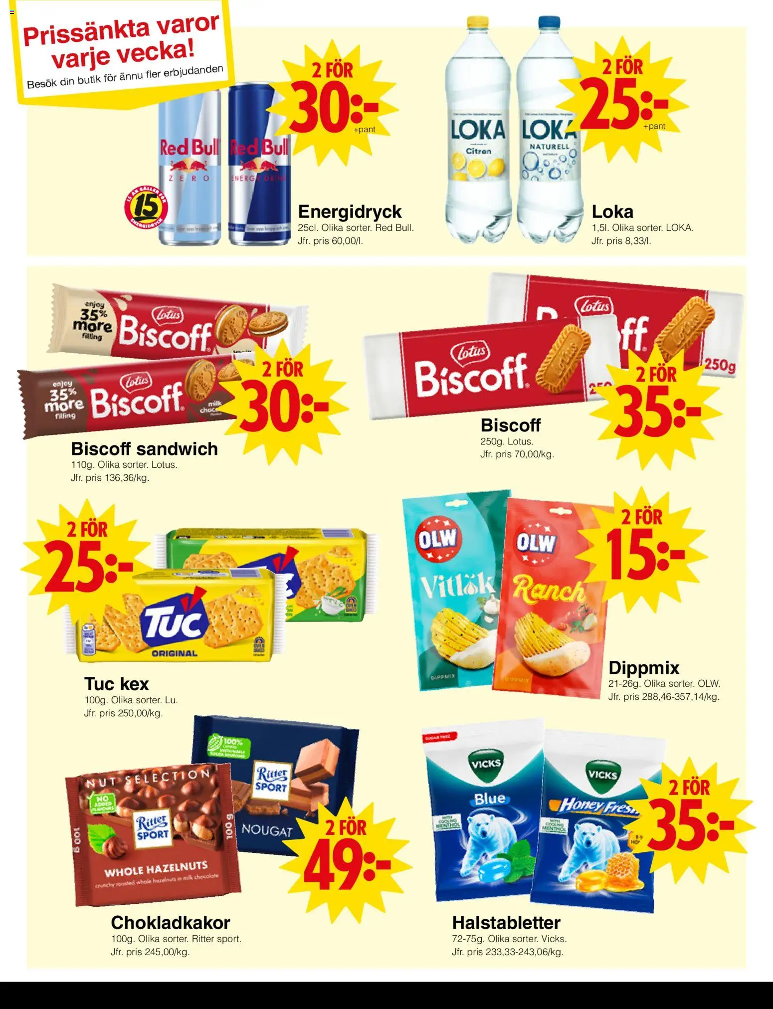 Matöppet reklamblad aktuell från 19/10/2026 | Sida: 4 | Produkter: Red bull, Kex, Energidryck, Vitlök