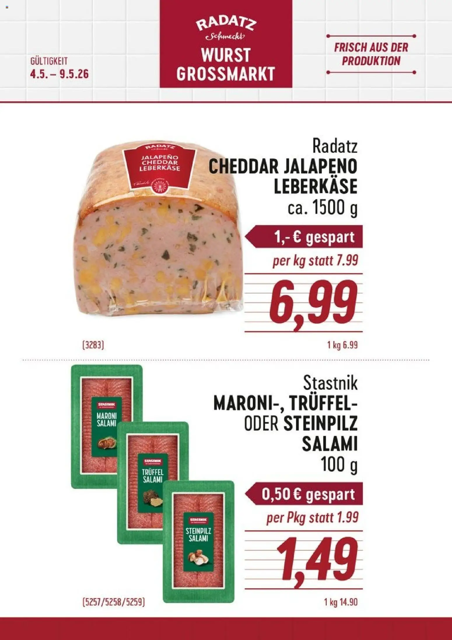 Radatz Flugblatt gültig ab 04.05.2026 | Seite: 1 | Produkte: Wurst, Salami