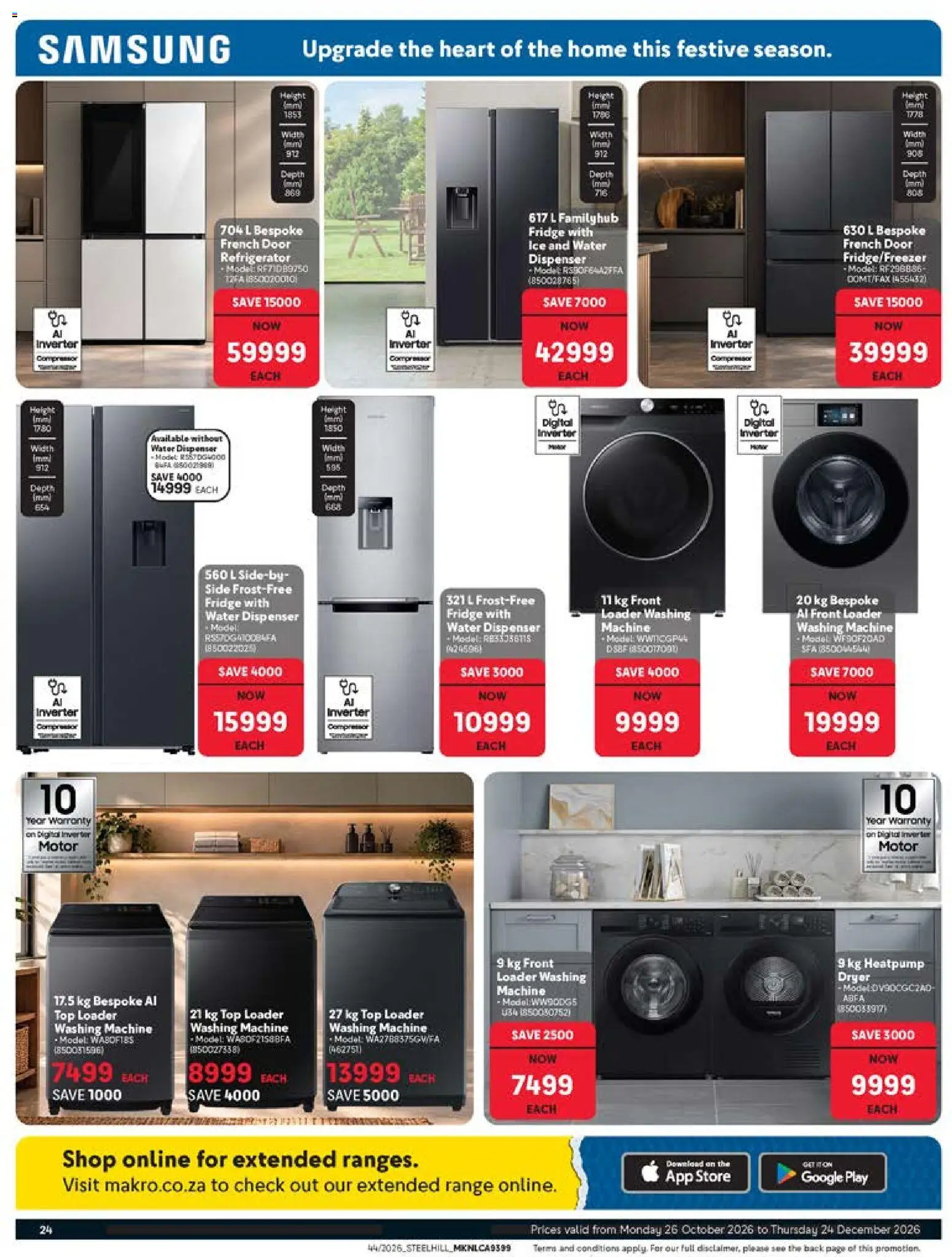 New Makro catalogue – valid from 26/10/2026 | Page: 24 | Products: Washing machine, Compressor, Fridge, Water