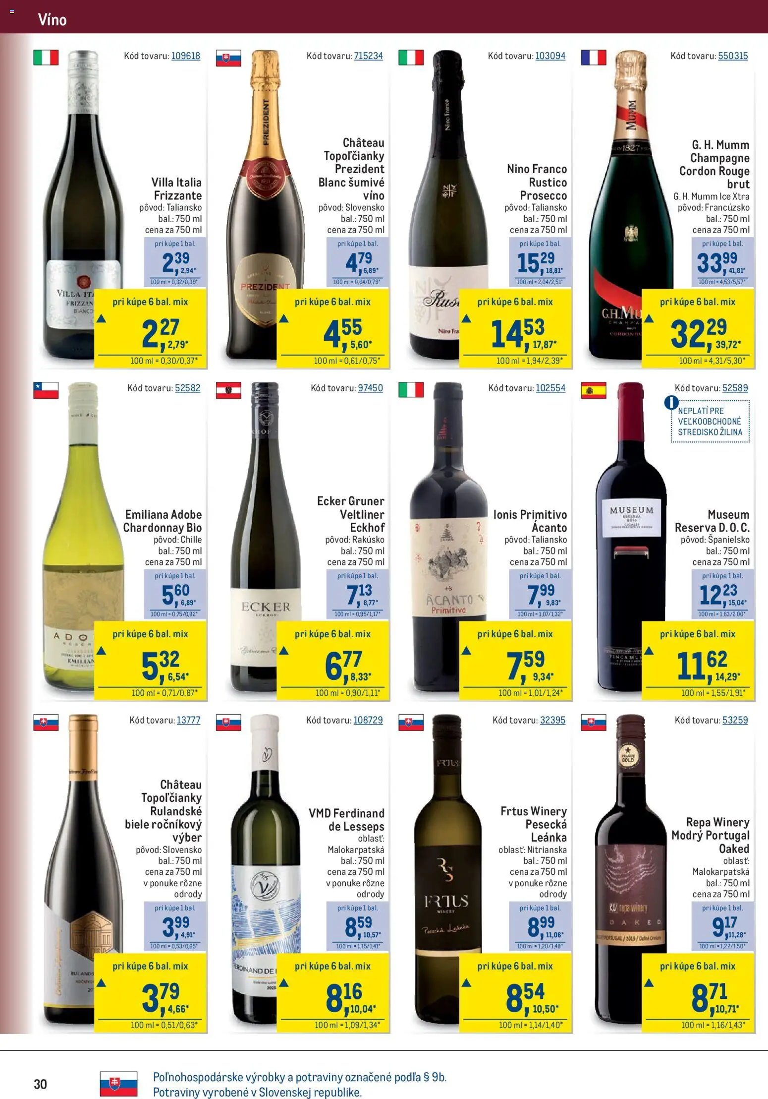 Nové Metro akcie – leták je platný od 07.10.2026 | Strana: 30 | Produkty: Víno, Prosecco, Repa