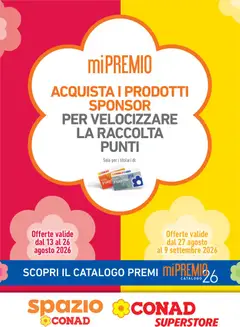 Anteprima del volantino Conad volantino Superstore Mi Premio Piemonte valido a partire dal 13/08/2026