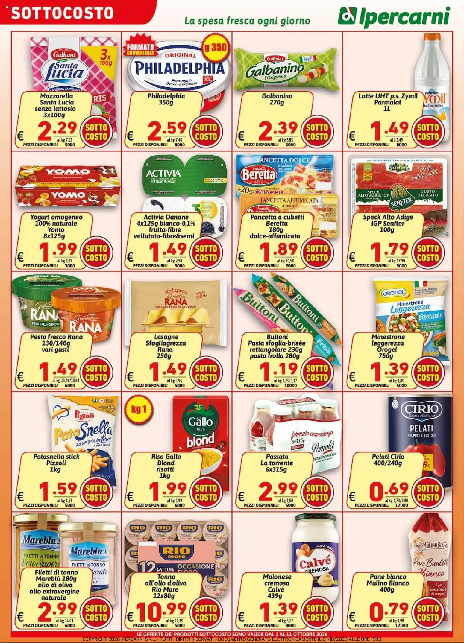 Volantino Ipercarni del 02/10/2026 | Pagina: 2 | Prodotti: Minestrone, Yogurt, Lasagne, Senza lattosio