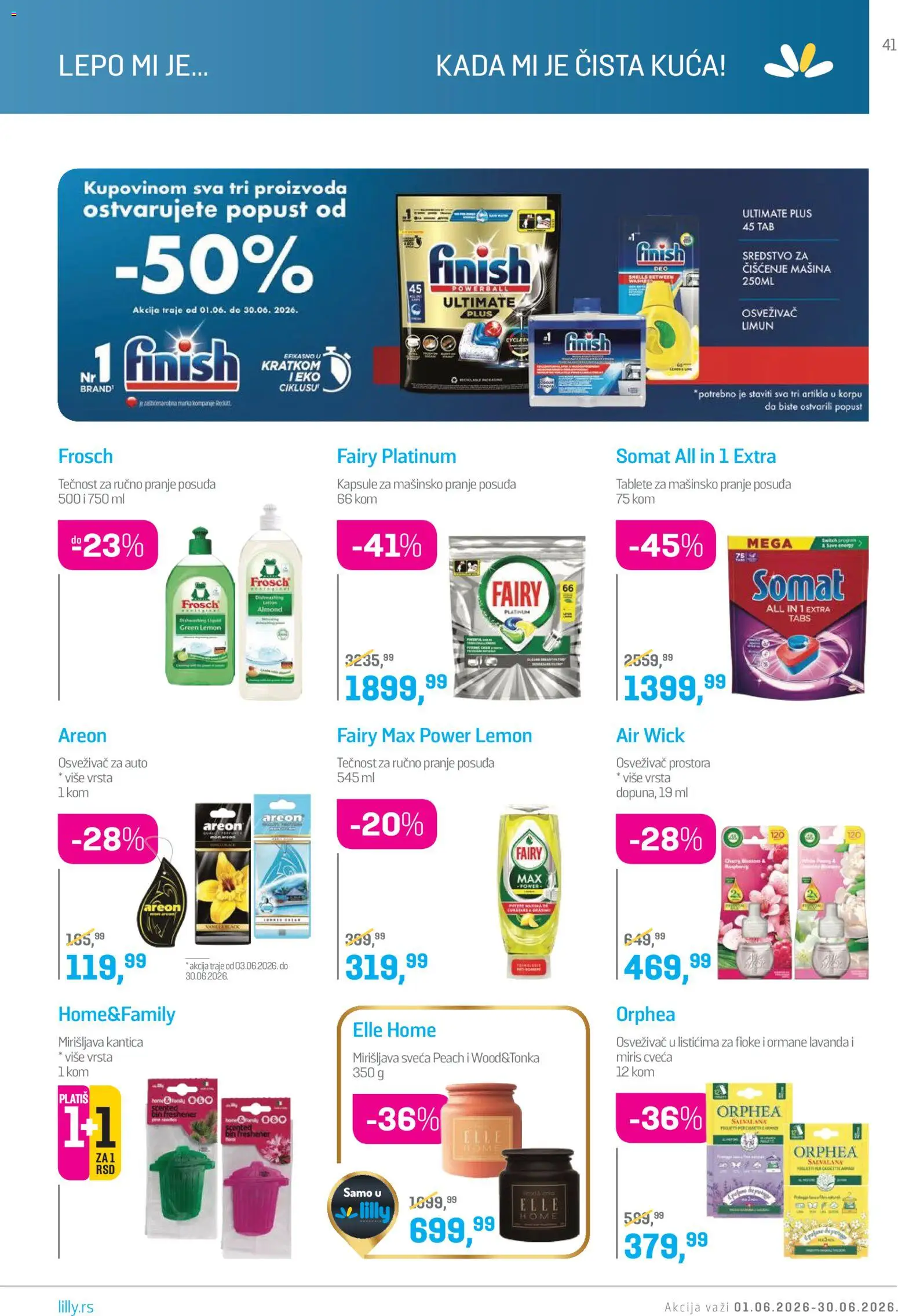 Lilly drogerie katalog - važi od 01.06.2026 | Strana: 41 | Proizvode: Finish, Air wick, Osvezivac prostora, Limun