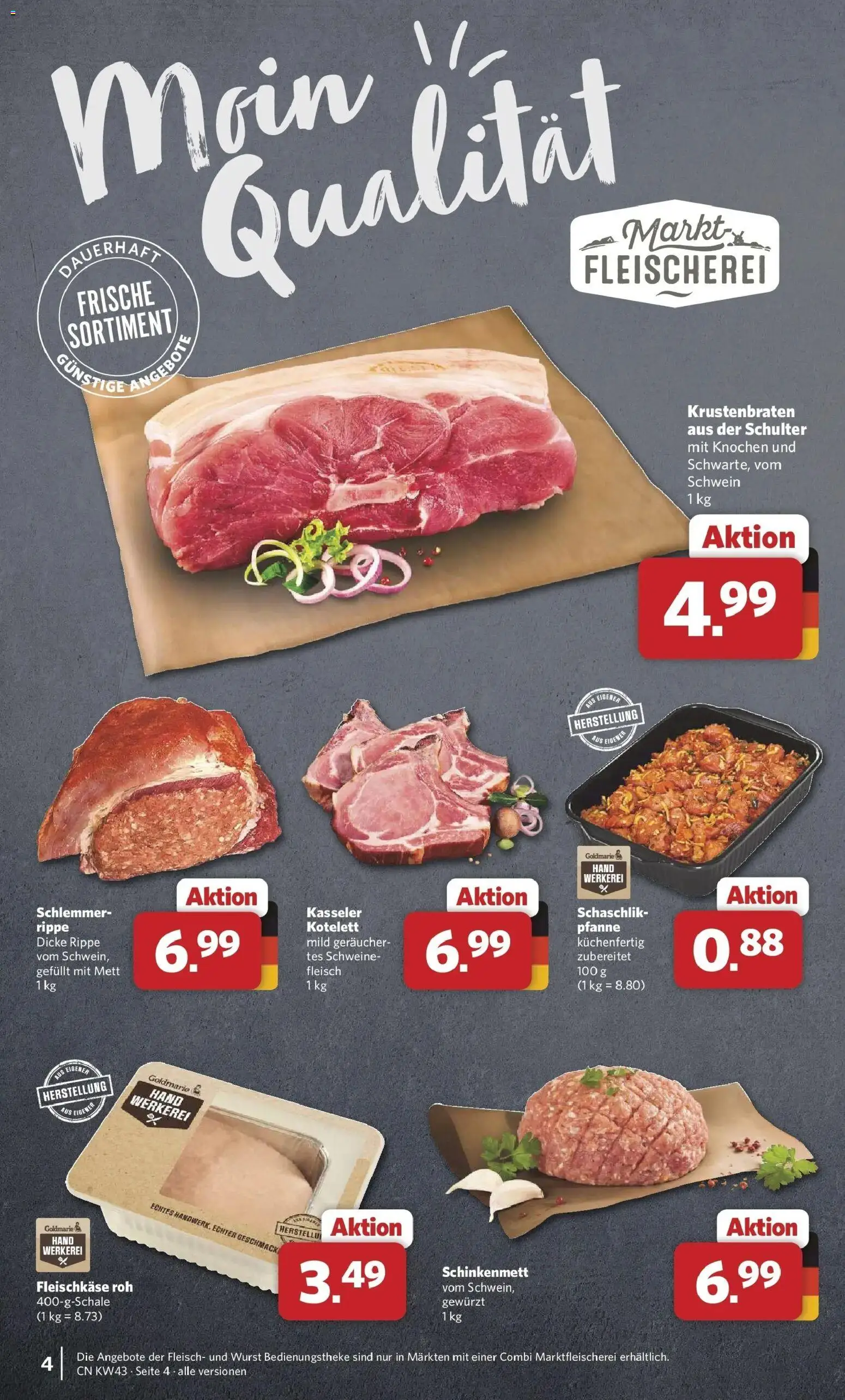 Combi Prospekt Celle (ab 19.10.2026) zum Blättern | Seite: 4 | Produkte: Krustenbraten, Wurst, Schulter, Fleisch