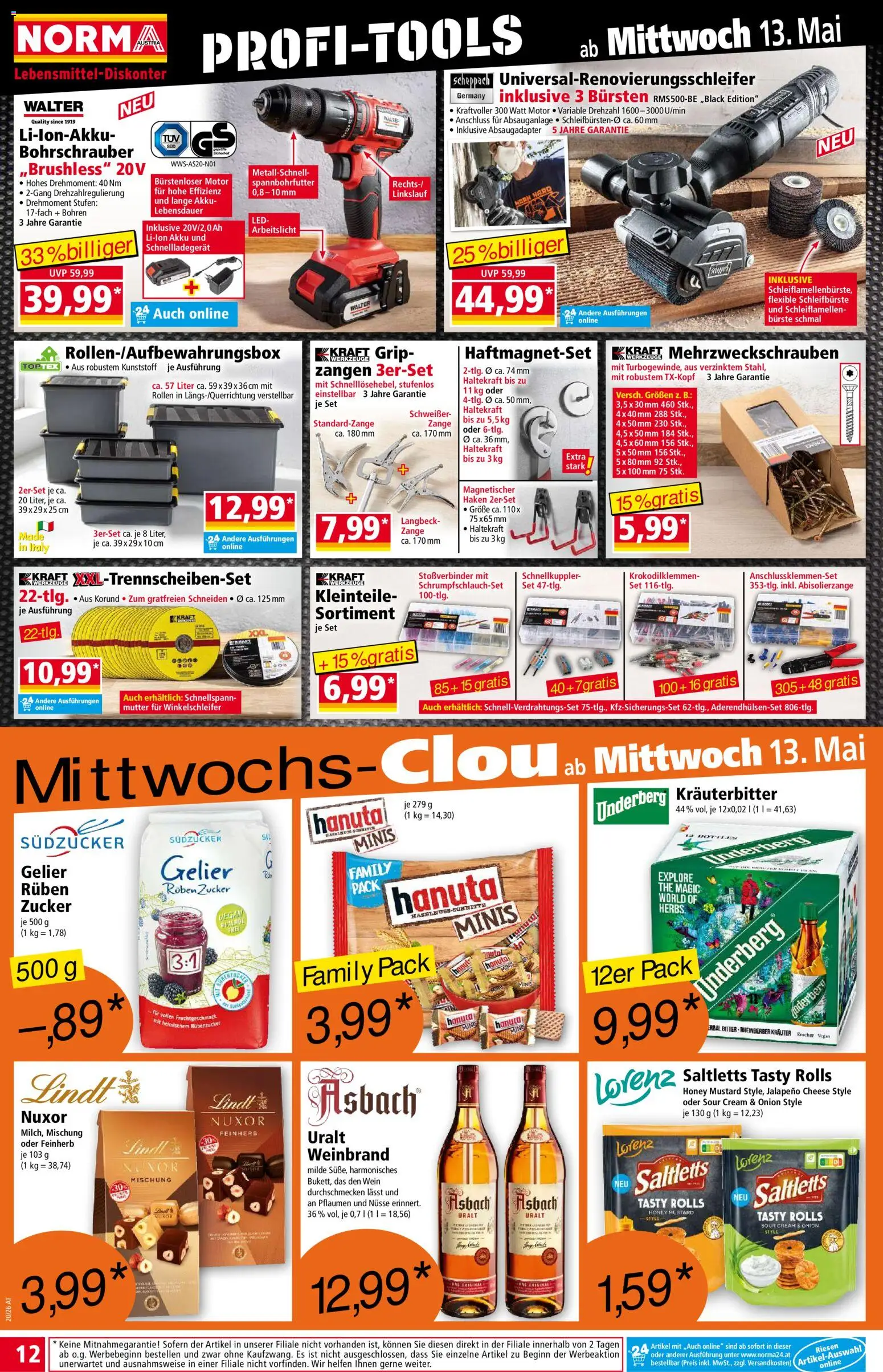 Norma Flugblatt gültig ab 11.05.2026 | Seite: 12 | Produkte: Nüsse, Zucker, Bürste, Wein