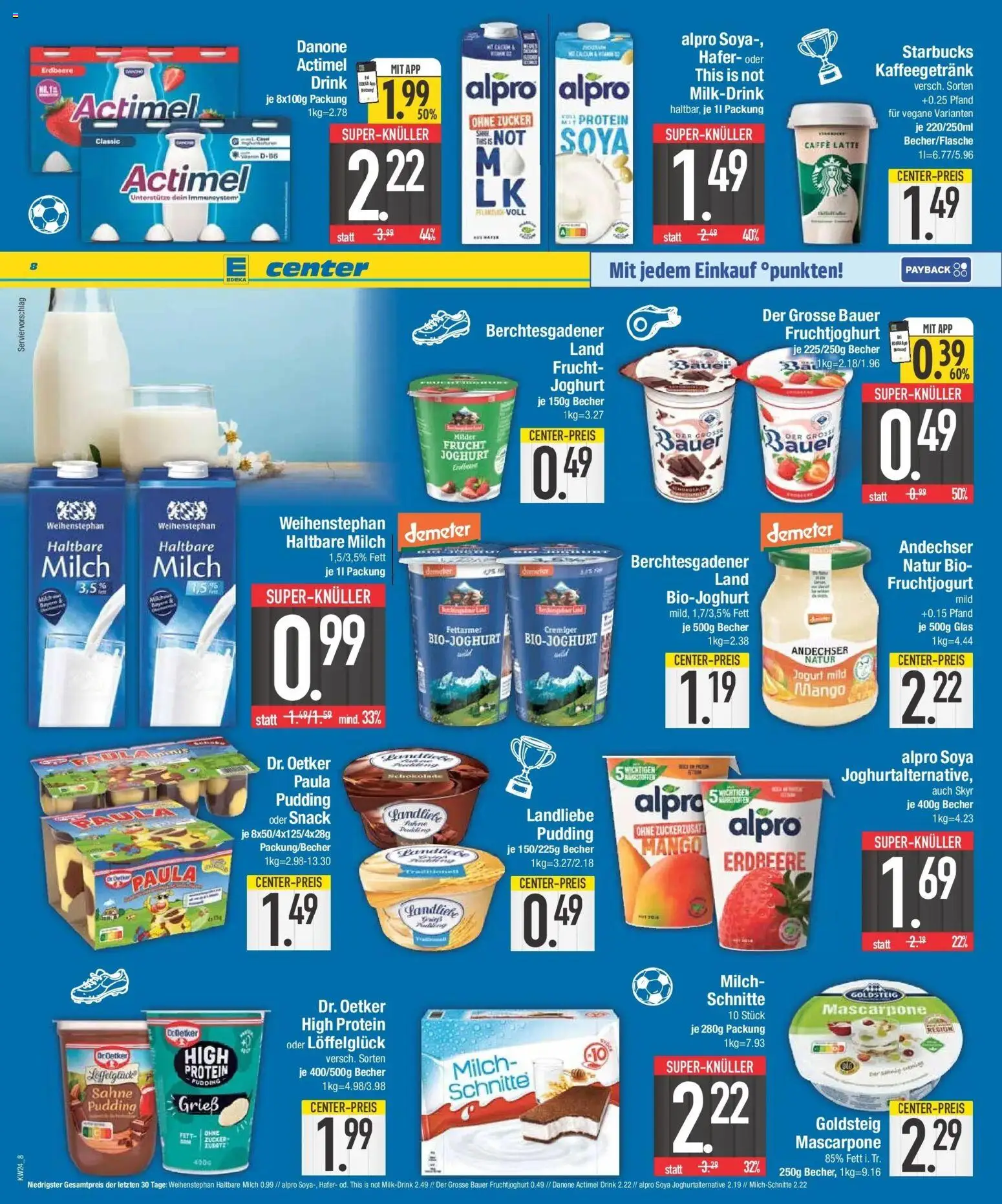 E center Prospekt München – gültig ab 08.06.2026 | Seite: 8 | Produkte: Haltbare milch, Fruchtjoghurt, Zucker, Mango