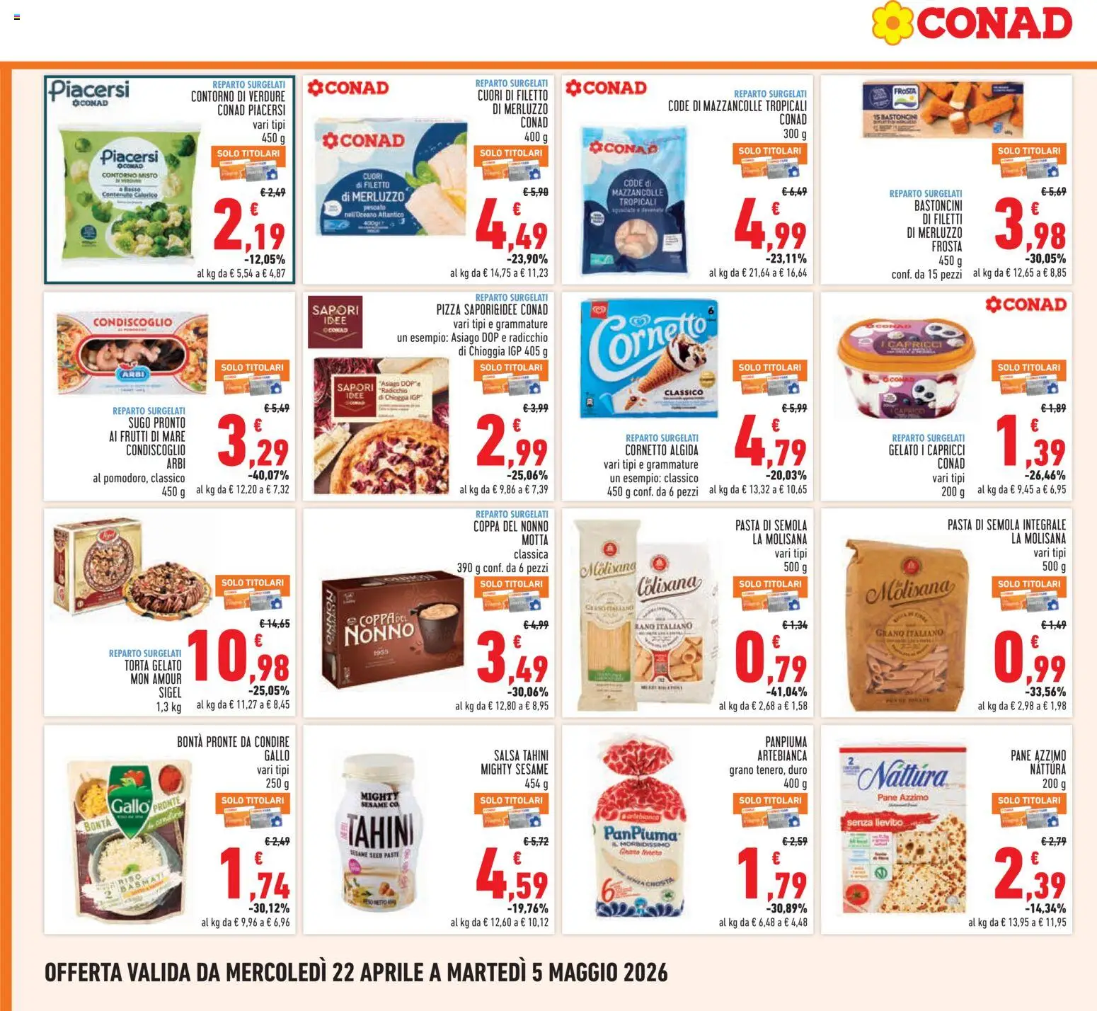 Volantino Conad del 22.04.2026 | Pagina: 14 | Prodotti: Riso Basmati, Pizza, Riso, Frutti di mare