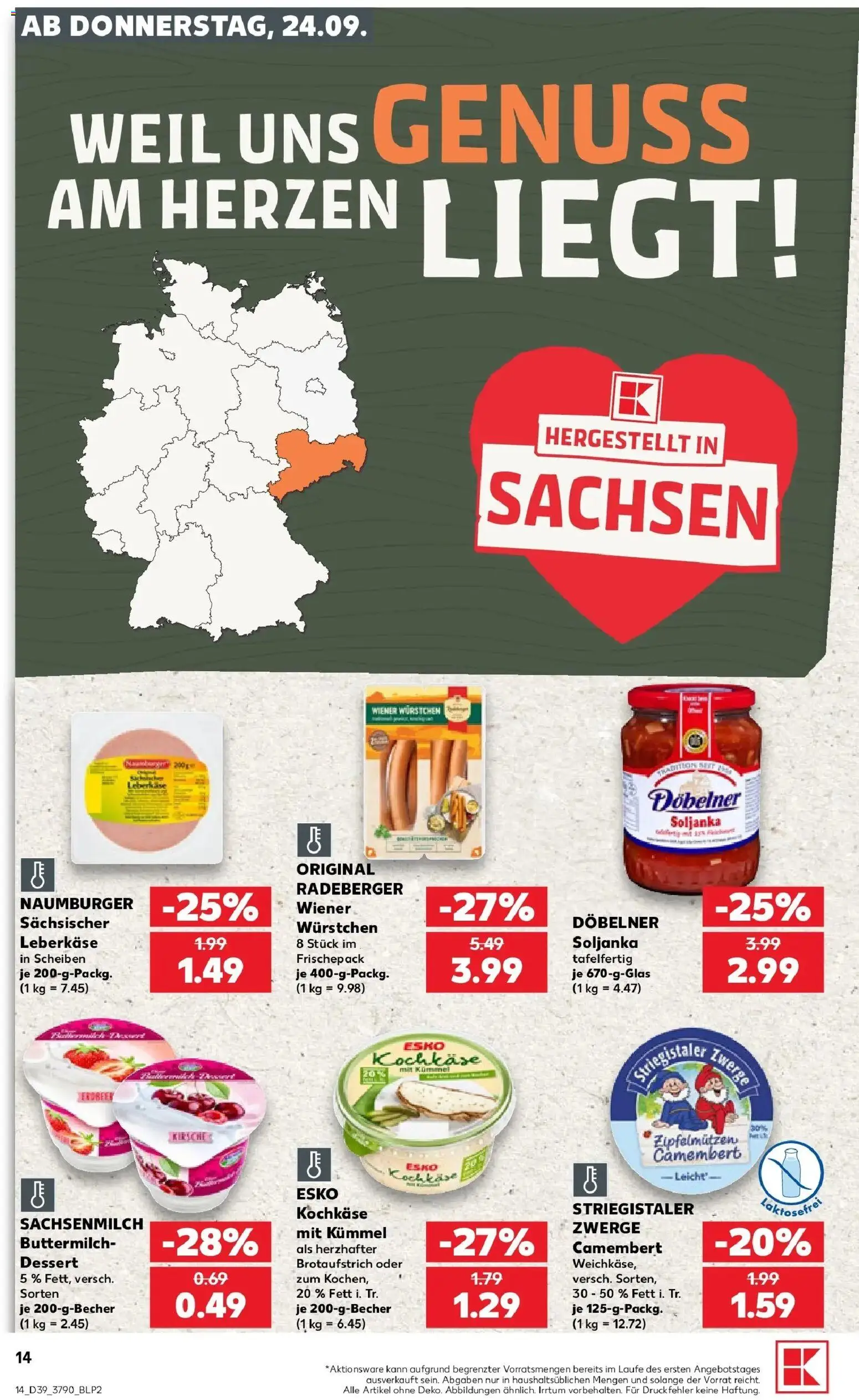 Prospekt Kaufland ab 21.09.2026 » Angebote Online zum Blättern | Seite: 17 | Produkte: Buttermilch, Wiener wurstchen, Camembert, Leberkase