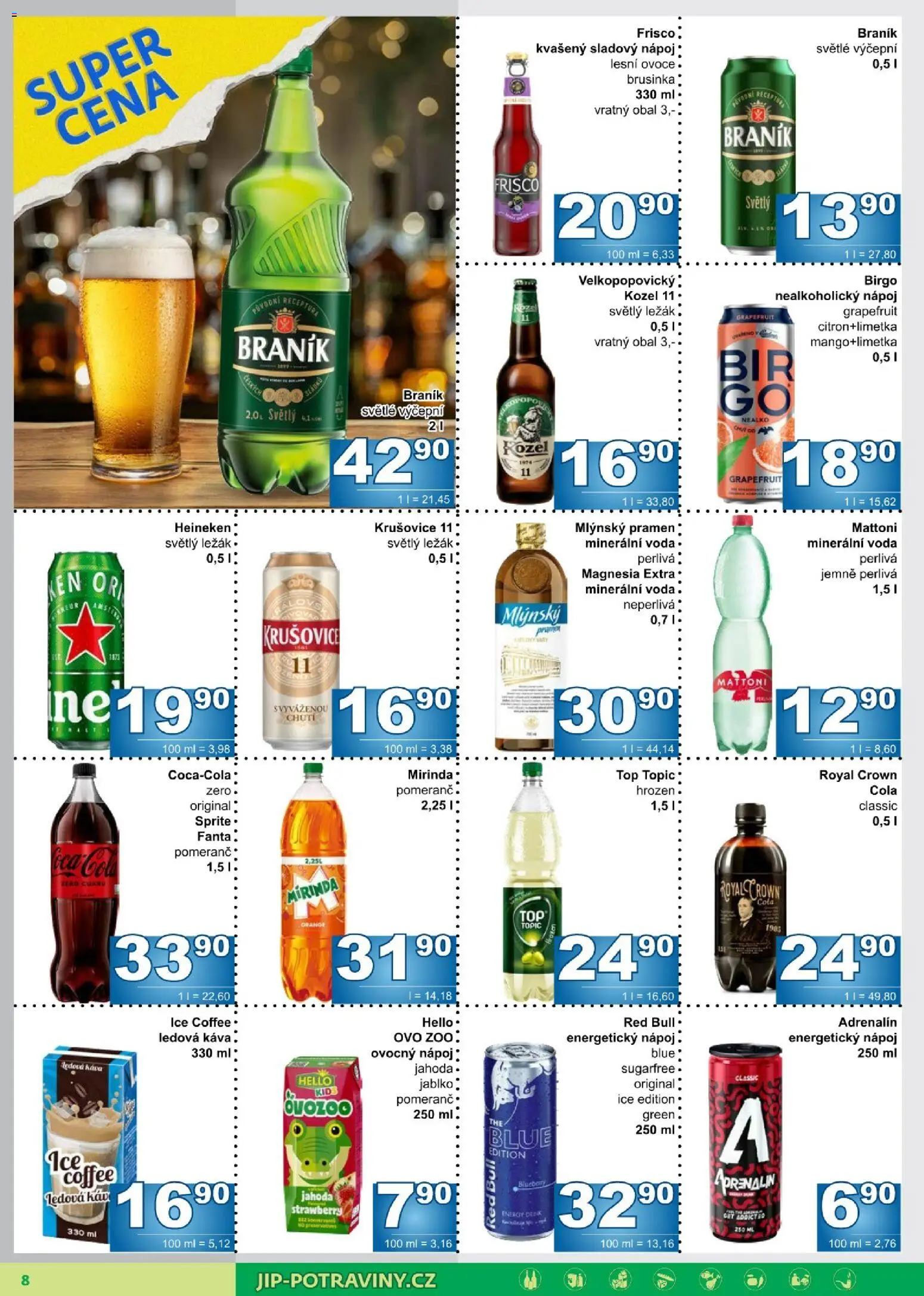 Jip leták od 21.10.2026 | Strana: 8 | Produkty: Grapefruit, Mirinda, Braník, Ice coffee