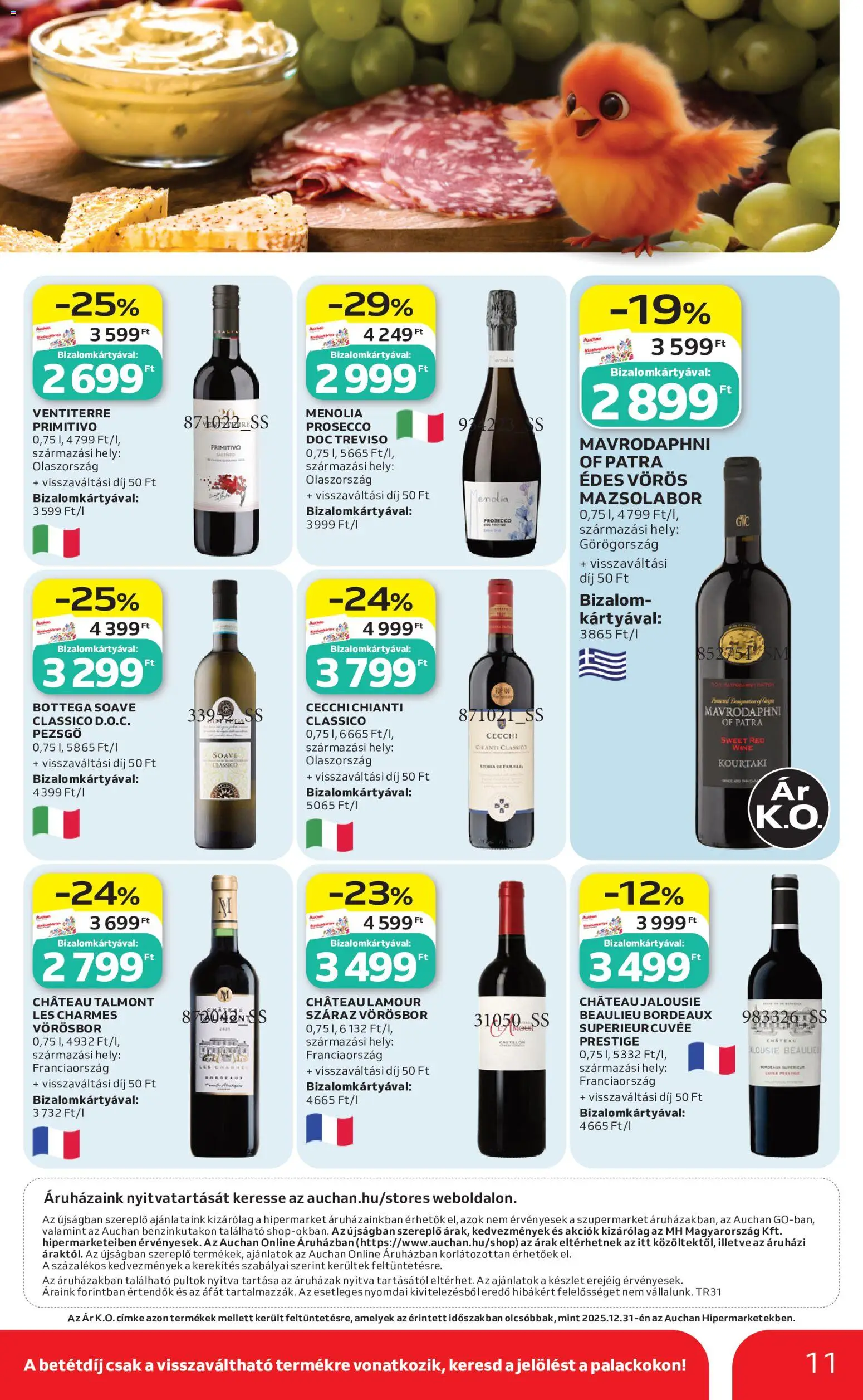 Auchan akciós ujság - amely érvényes a következő dátumtól: 2026.07.30. | Oldal: 11 | Termékek: Pezsgő, Vörösbor