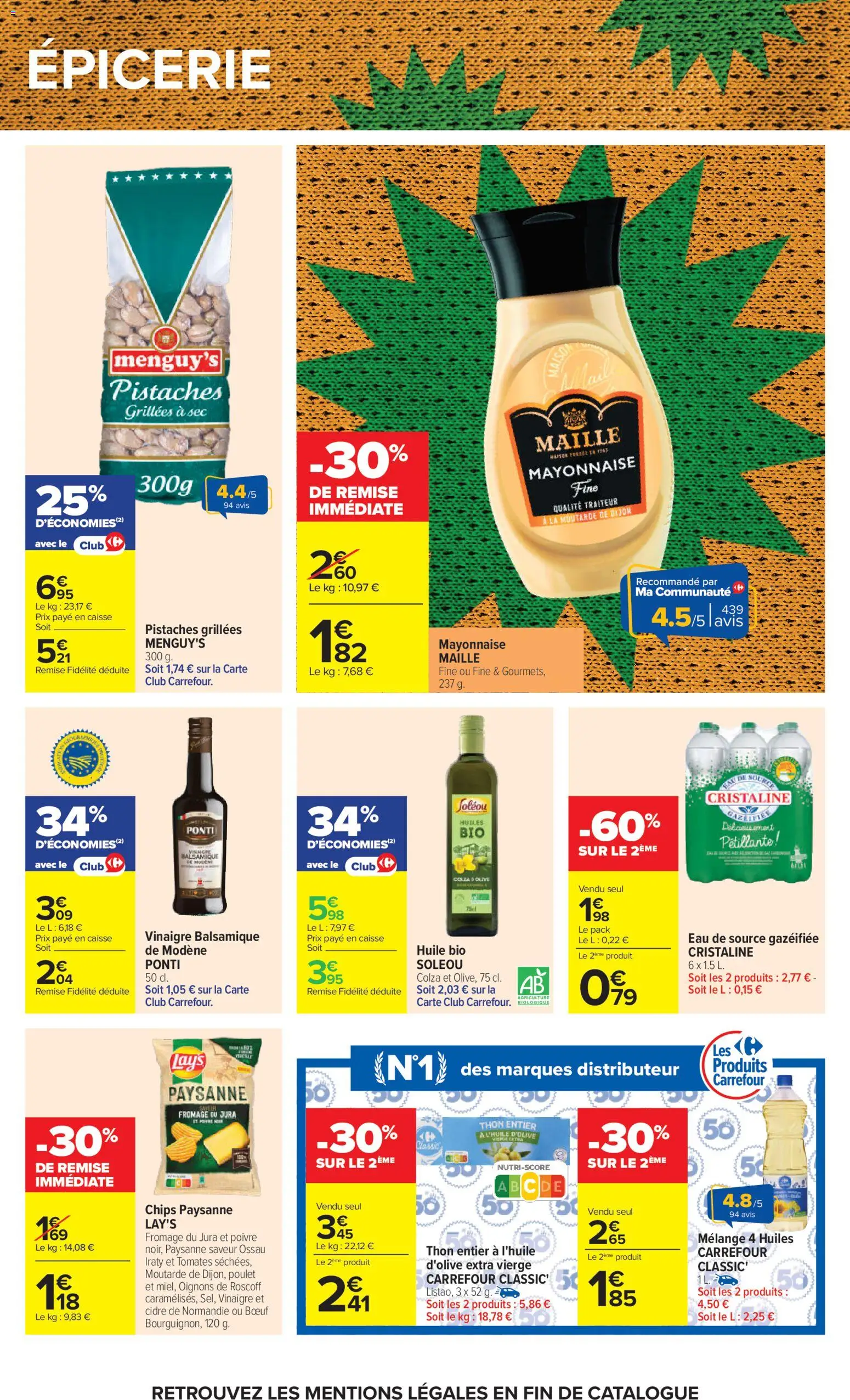 {H1} | Page: 44 | Produits: Pistaches, Mayonnaise, Huile, Vinaigre