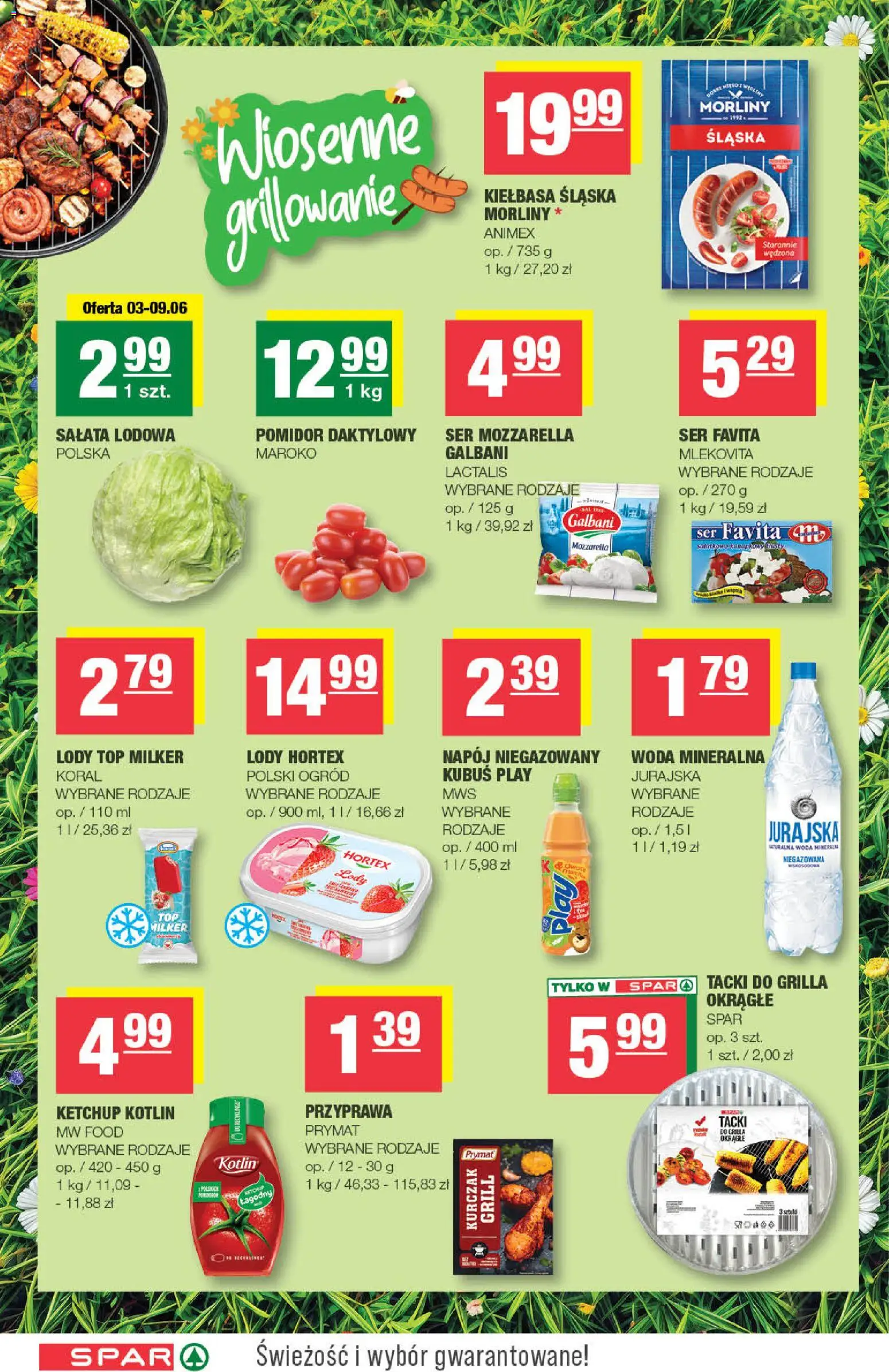Spar gazetka od 03.06.2026 | Strona: 6 | Produkty: Kiełbasa śląska morliny, Ser, Mozzarella, Woda