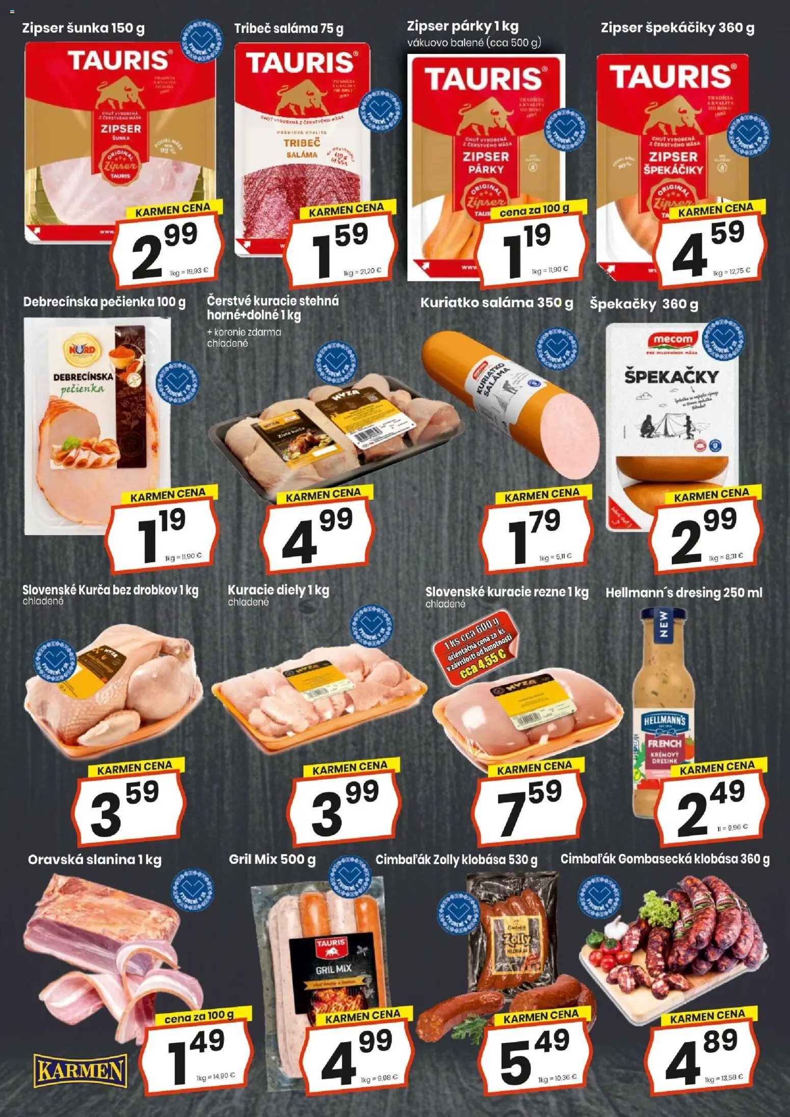 Nové KARMEN CBA akcie – leták je platný od 20.08.2026 | Strana: 5 | Produkty: Gril, Saláma, Špekáčiky