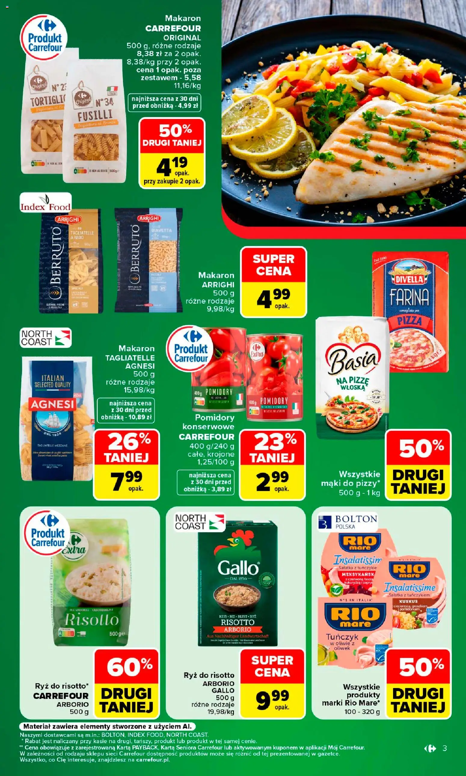 Carrefour gazetka - Kuchnia wloska od 10.08.2026 | Strona: 3 | Produkty: Karta, Tuńczyk, Ryż, Makaron