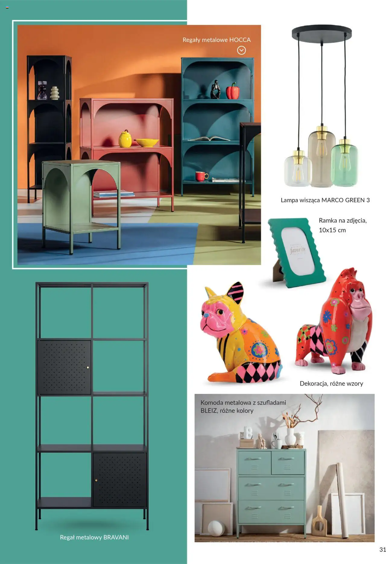 Salony Agata Gazetka - Trendbook od 21.03.2025 | Strona: 31 | Produkty: Regał metalowy, Komoda, Lampa, Ramka