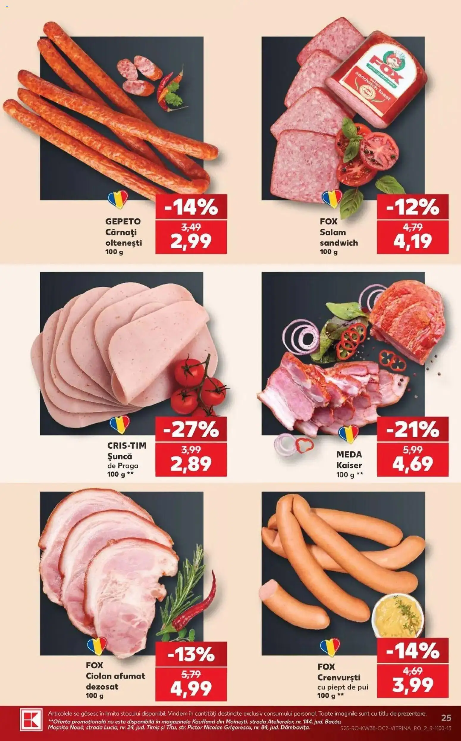 Kaufland Ploiești 16.09.2026 - Revista si Oferta | Pagină: 25 | Produse: Crenvurști, Salam, Șuncă, Cârnați