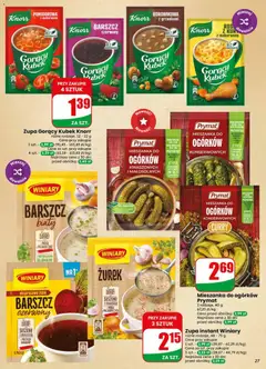 Pogląd oferty "Zupa Gorący Kubek Knorr, różne rodzaje, 12-22 g" - ważna od 13.05.2026 | Strona: 27 | Produkty: Barszcz, Gorący kubek, Zupa, Makaron