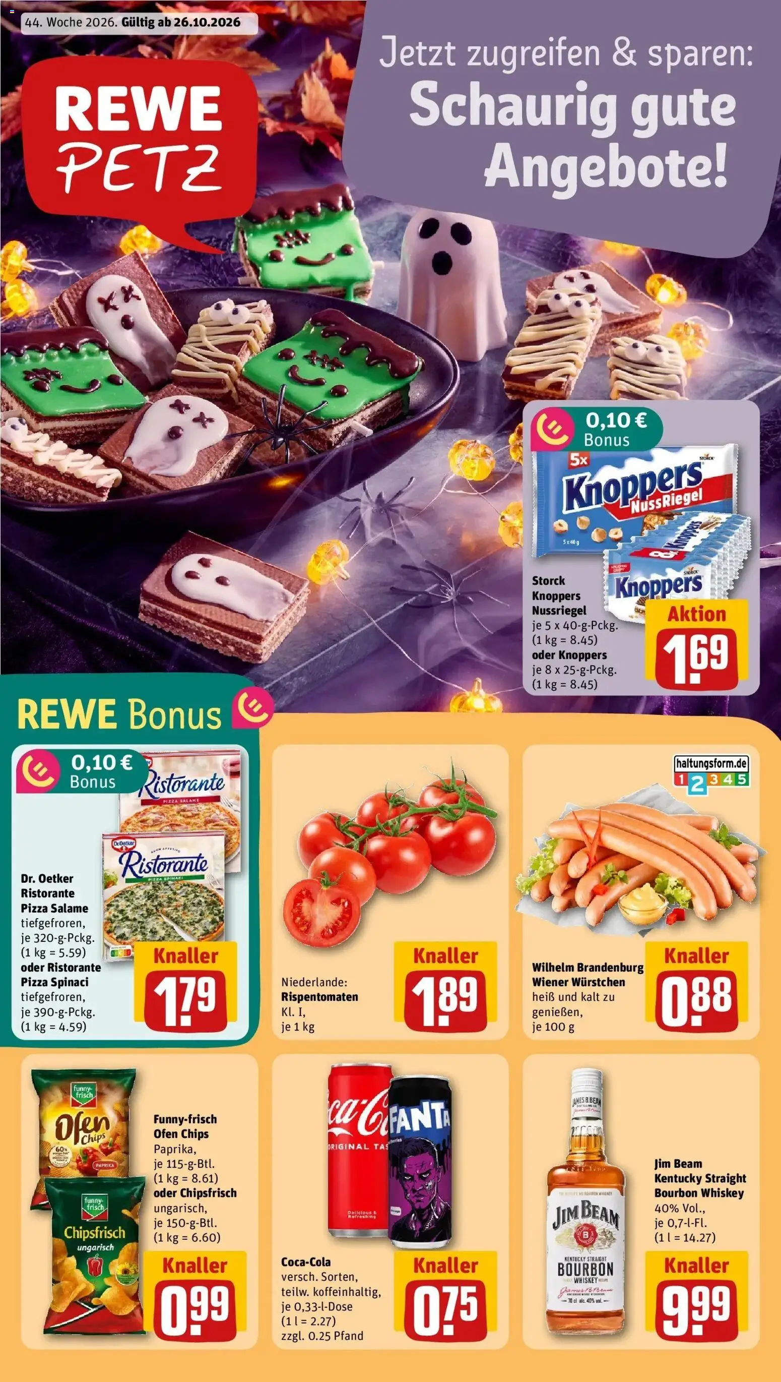 REWE Prospekt ab 26.10.2026 zum Blättern » Angebote | Seite: 3 | Produkte: Ofen, Bourbon, Chips, Whiskey