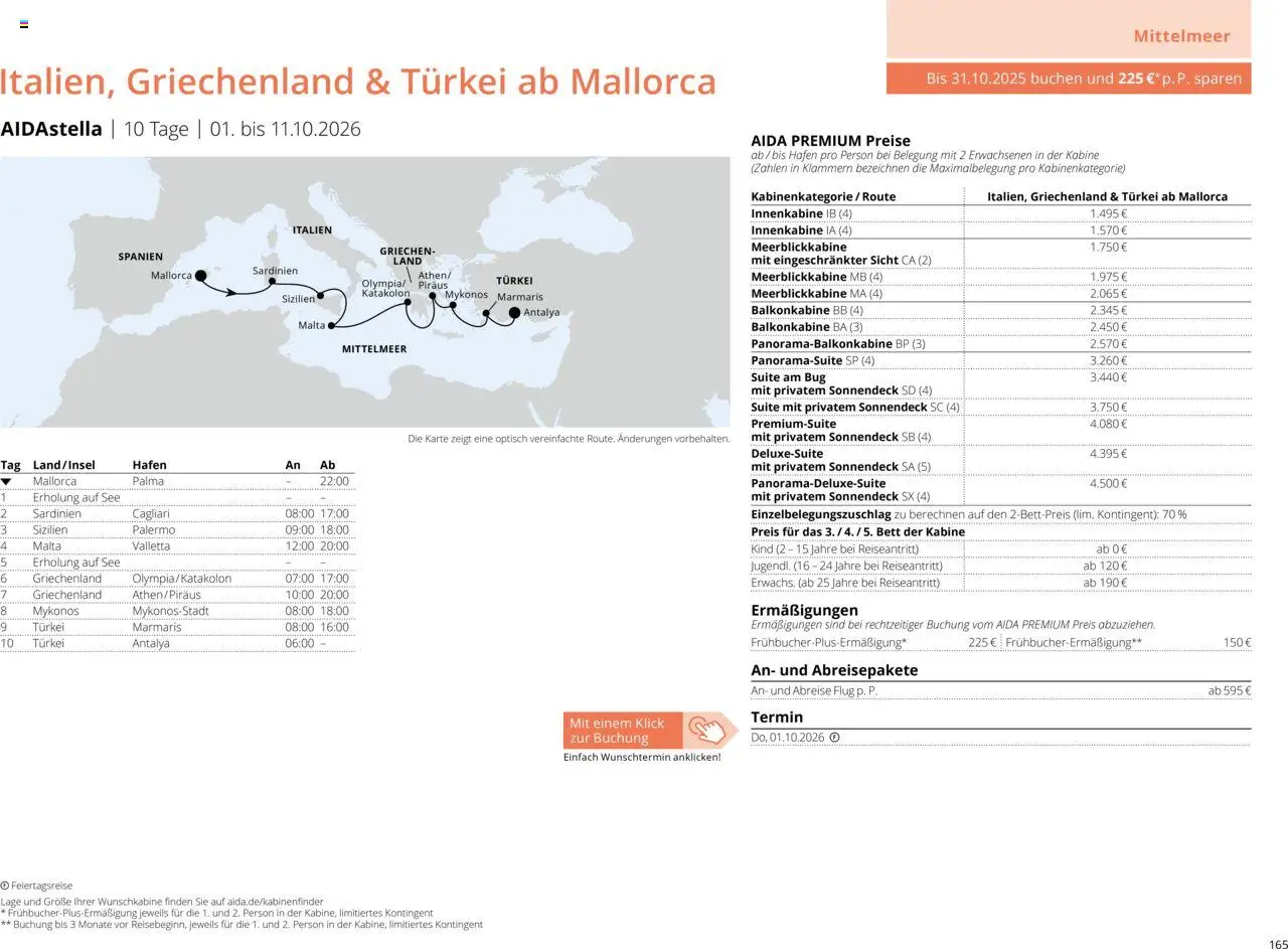 Aida Sommer 2026 – gültig ab 01.03.2026 | Seite: 165 | Produkte: Bett