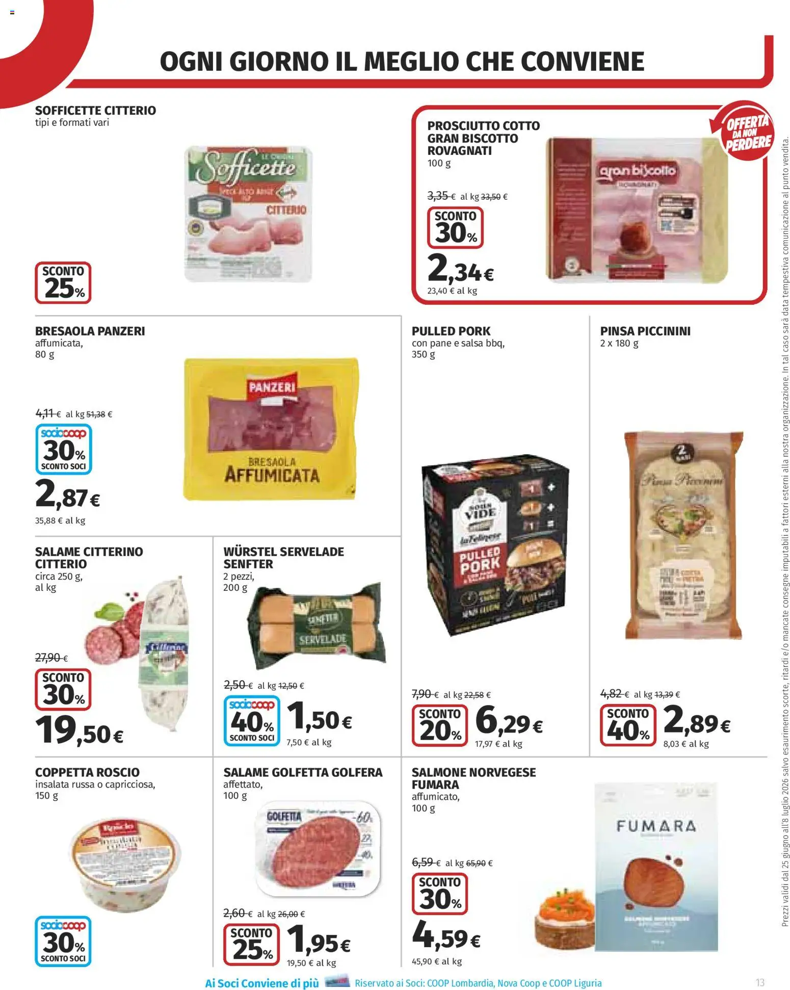 Volantino COOP del 25/06/2026 | Pagina: 13 | Prodotti: Prosciutto Cotto, Pane, Insalata, Insalata russa