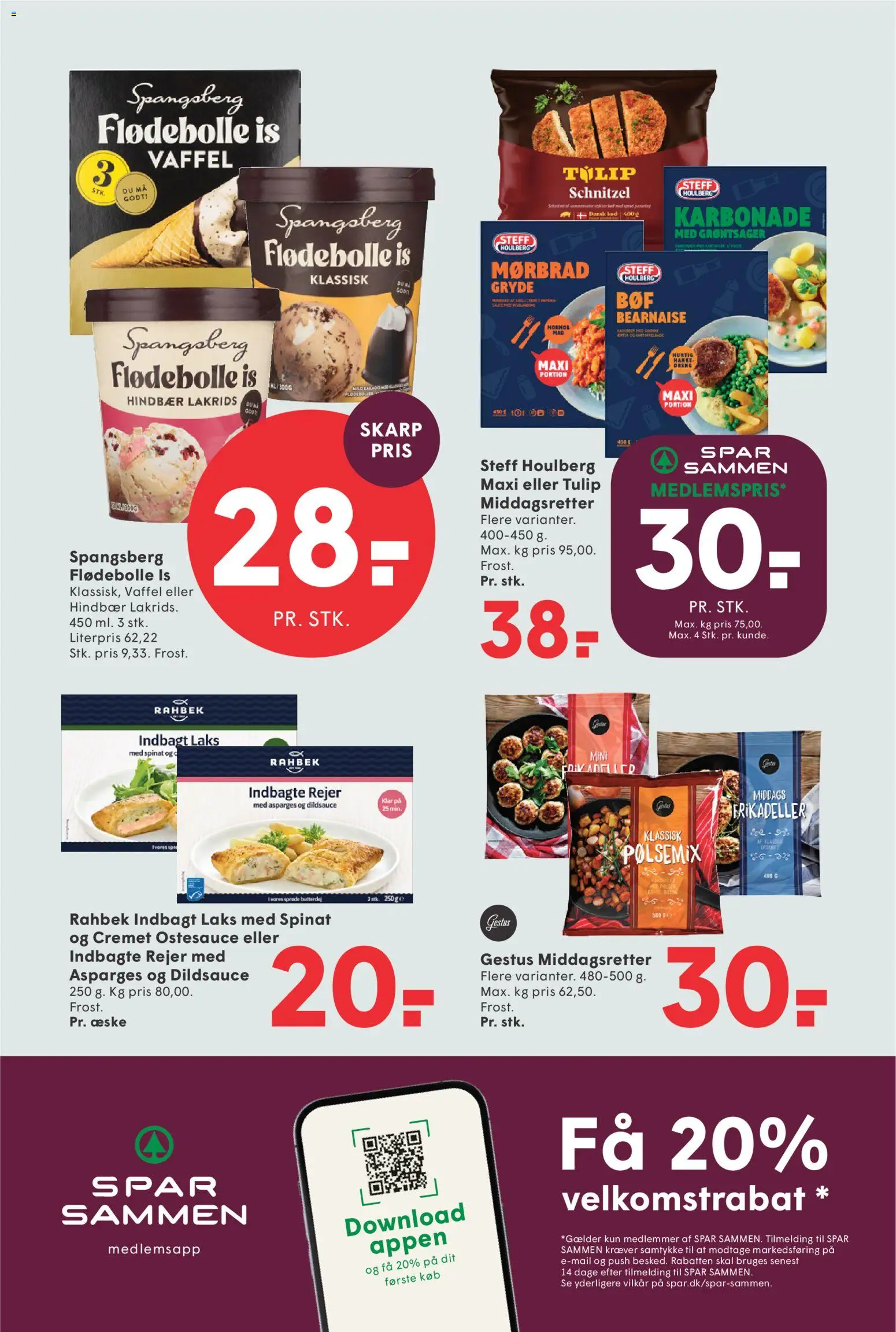 Spar tilbudsavis – gyldig fra 04/09/2026 | Side: 13 | Produkter: Is, Frikadeller, Spinat, Laks