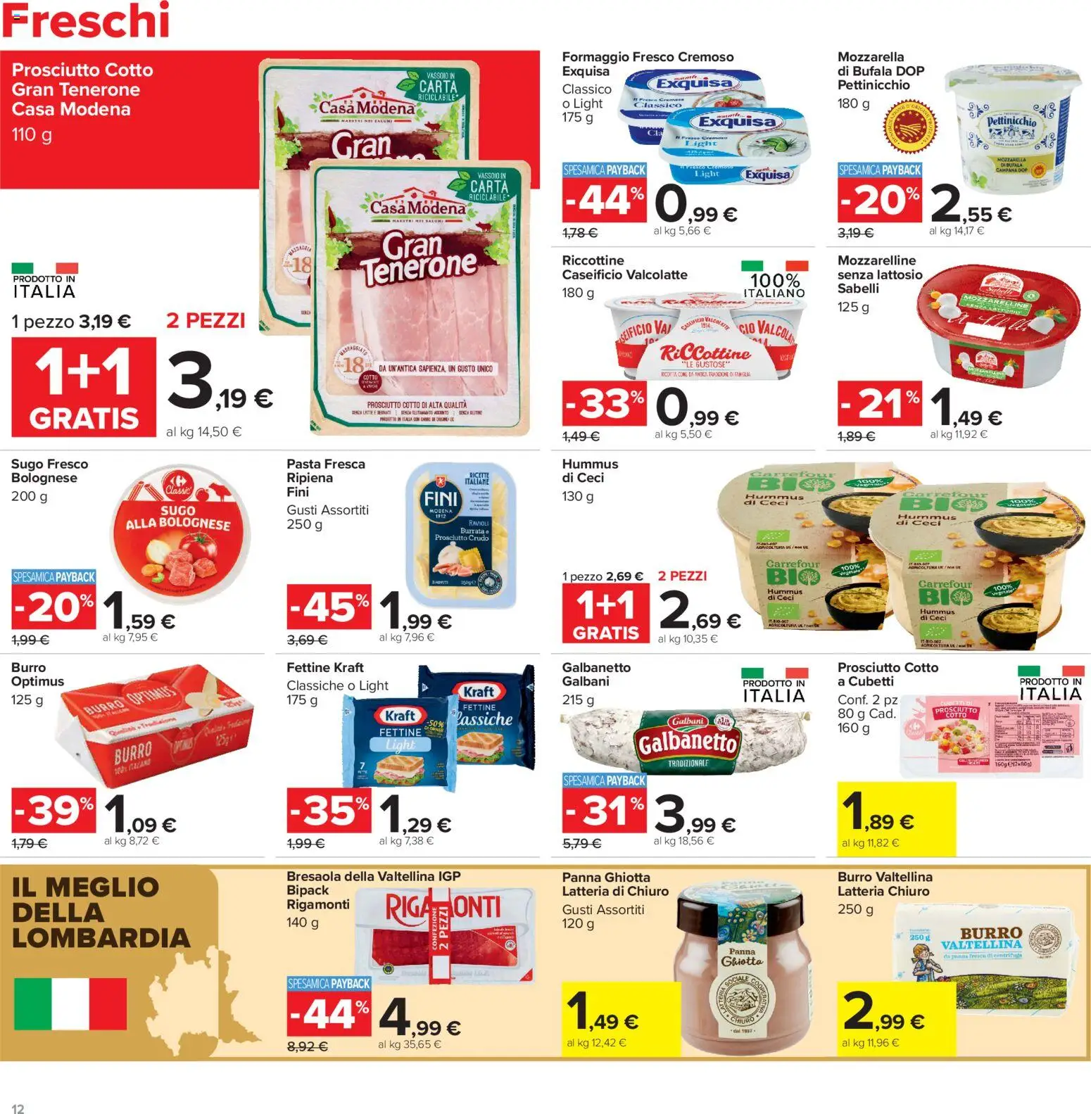 Volantino Carrefour del 13/07/2026 | Pagina: 12 | Prodotti: Prosciutto Crudo, Bresaola, Panna, Formaggio