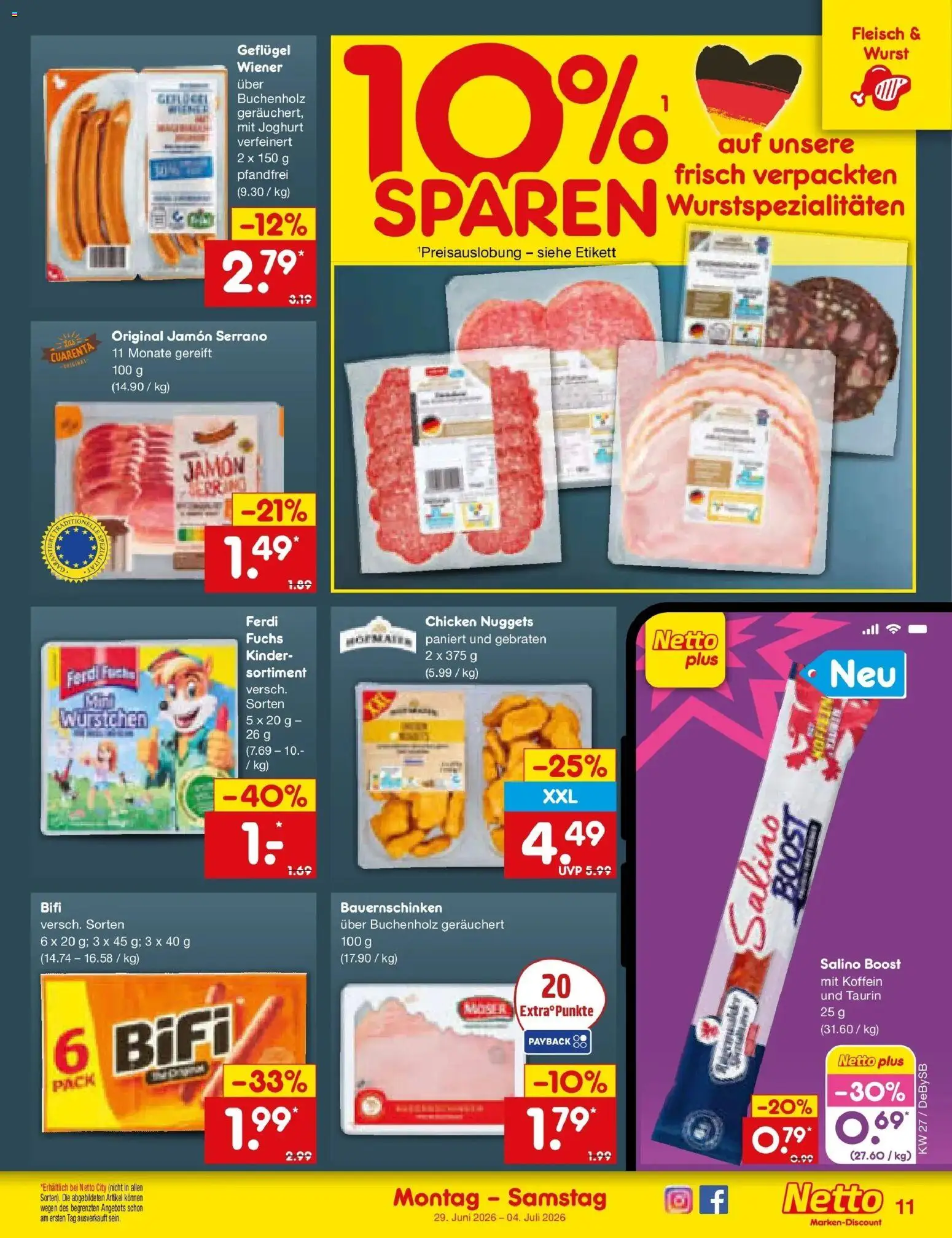 Netto Marken-Discount Prospekt Thierhaupten – gültig ab 29.06.2026 | Seite: 15 | Produkte: Joghurt, Bifi, Wurst, Fleisch