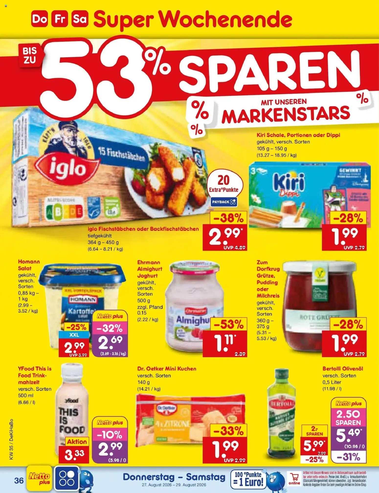 Netto Marken-Discount Prospekt Bad Friedrichshall (ab 24.08.2026) » Angebote | Seite: 50 | Produkte: Olivenol, Bertolli olivenol, YFood, Kuchen
