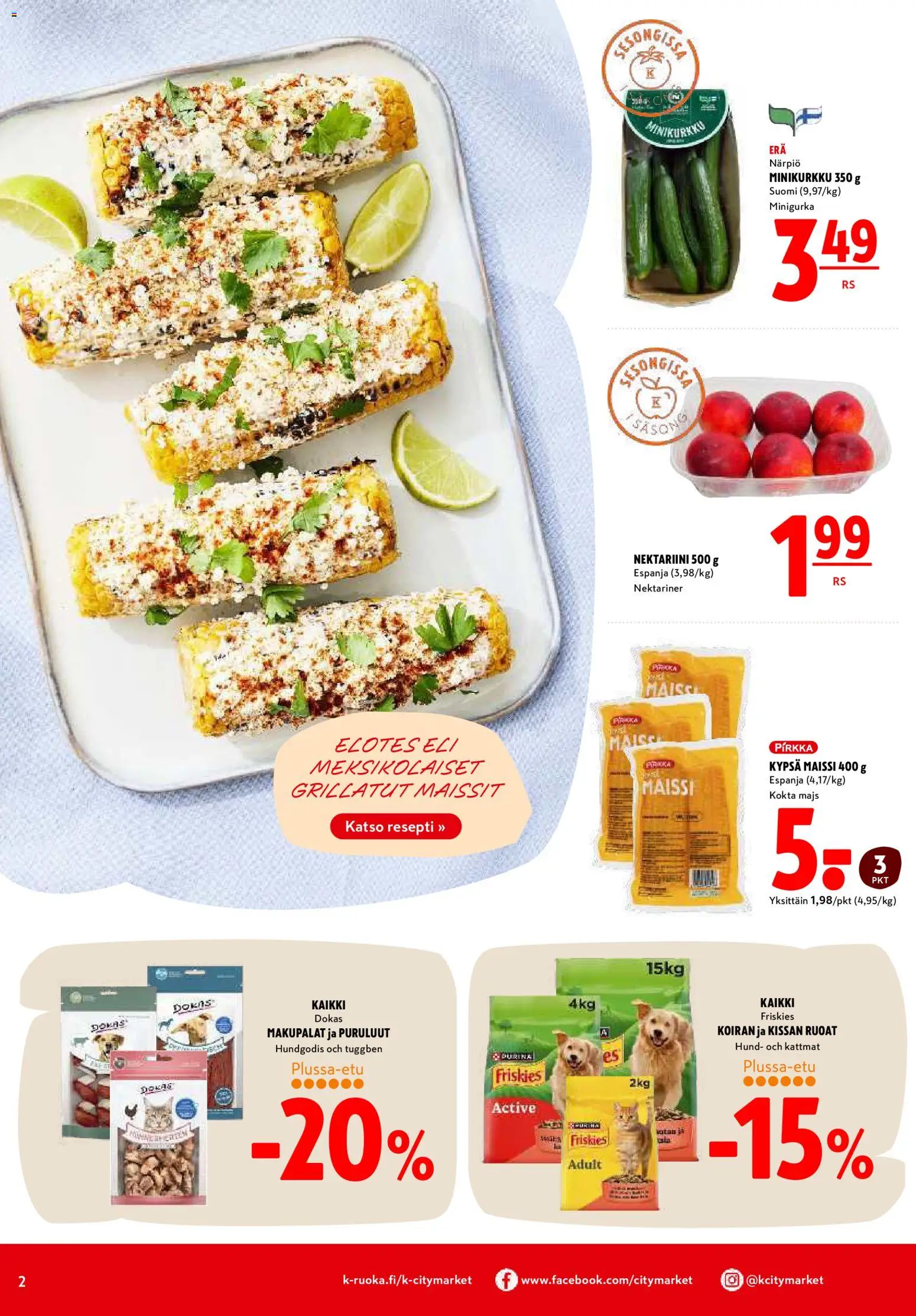 K-Citymarket tarjoukset – voimassa 01.06.2026 alkaen | Sivu: 2 | Tuotteet: Maissi, Nektariini