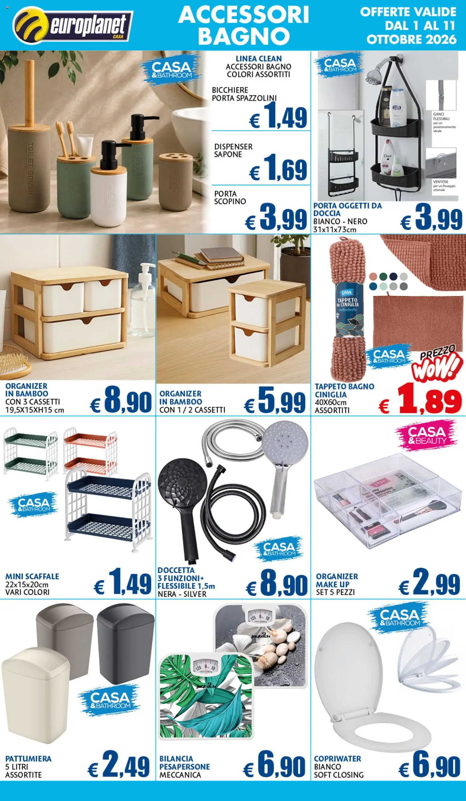 Volantino Europlanet Casa del 01/10/2026 | Pagina: 12 | Prodotti: Sapone, Scaffale, Bilancia, Bagno