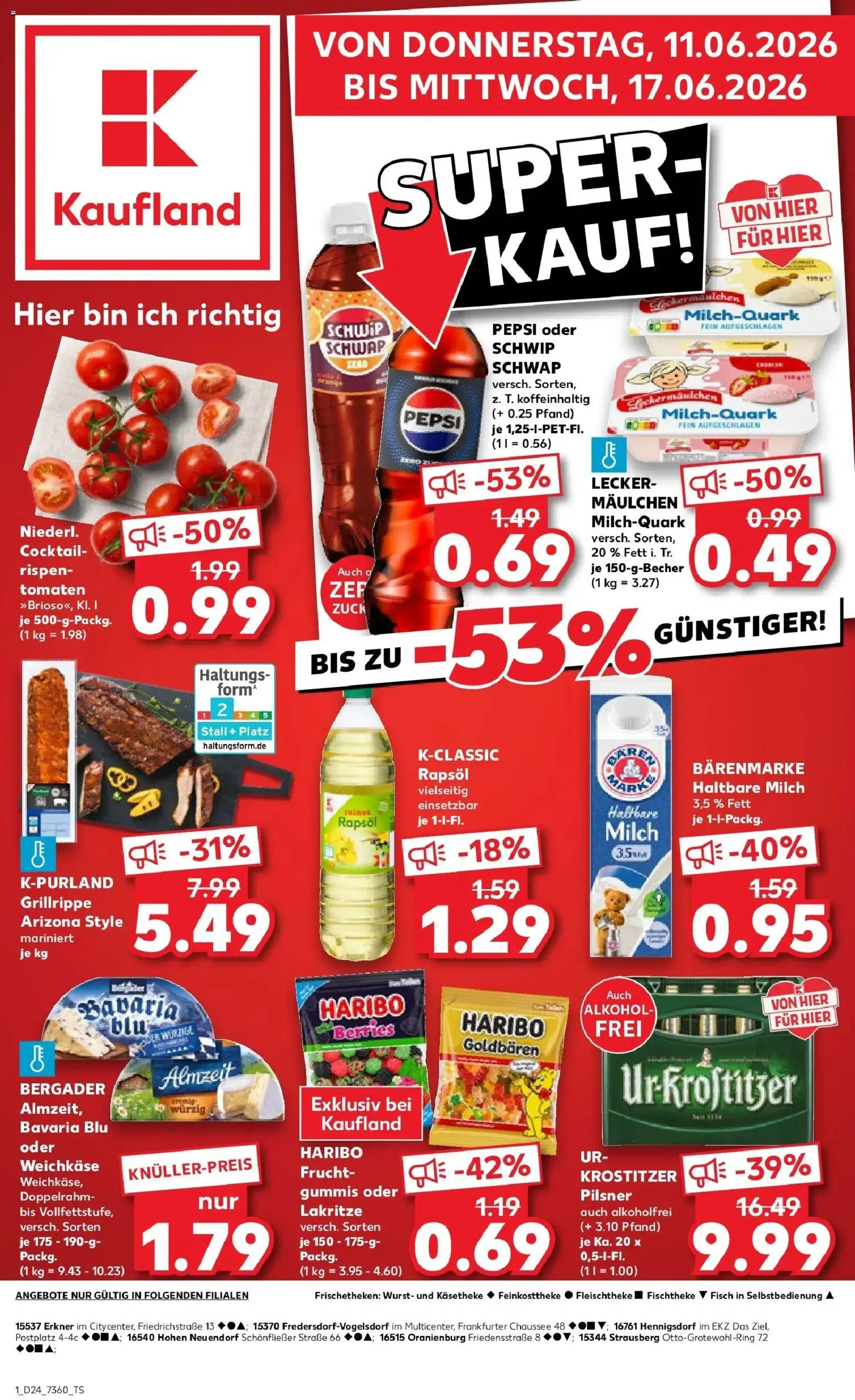 Kaufland Prospekt Strausberg – gültig ab 08.06.2026 | Seite: 10 | Produkte: Quark, Rapsöl, Tomaten, Fisch