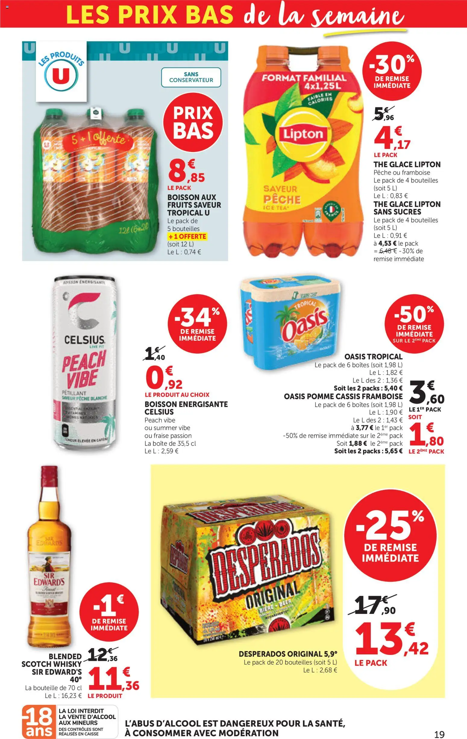 {H1} | Page: 19 | Produits: Whisky, Desperados, Oasis tropical, Thé glacé