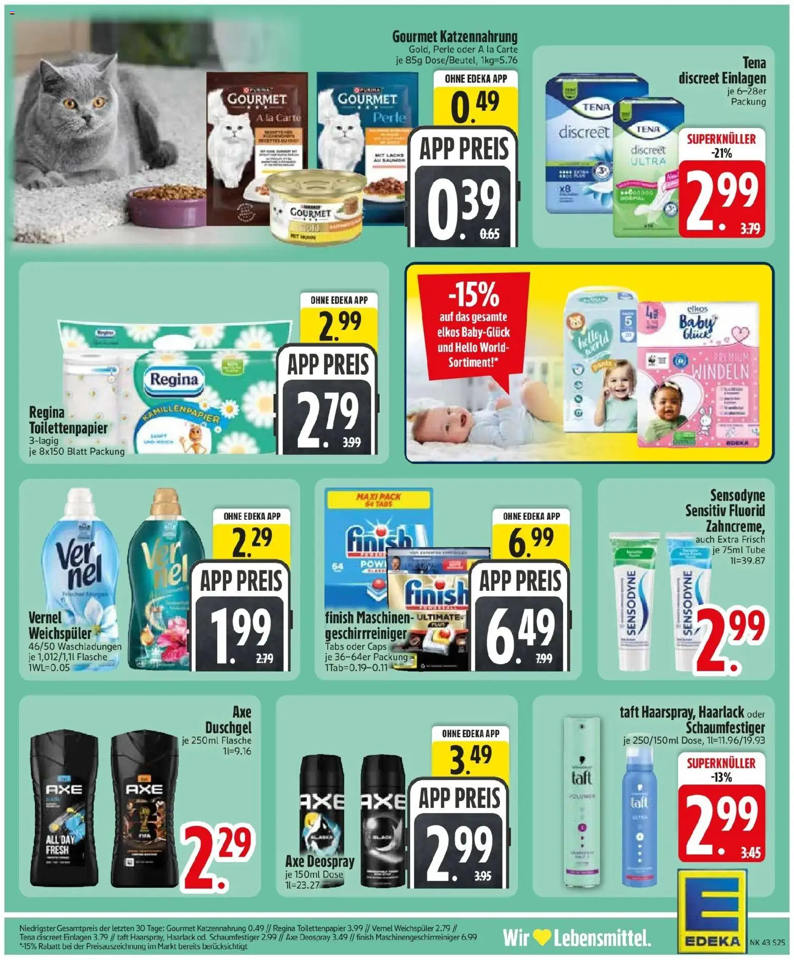 Edeka Prospekt Ebenhausen (ab 19.10.2026) » Angebote Online | Seite: 27 | Produkte: Finish, Duschgel, Axe, Deospray